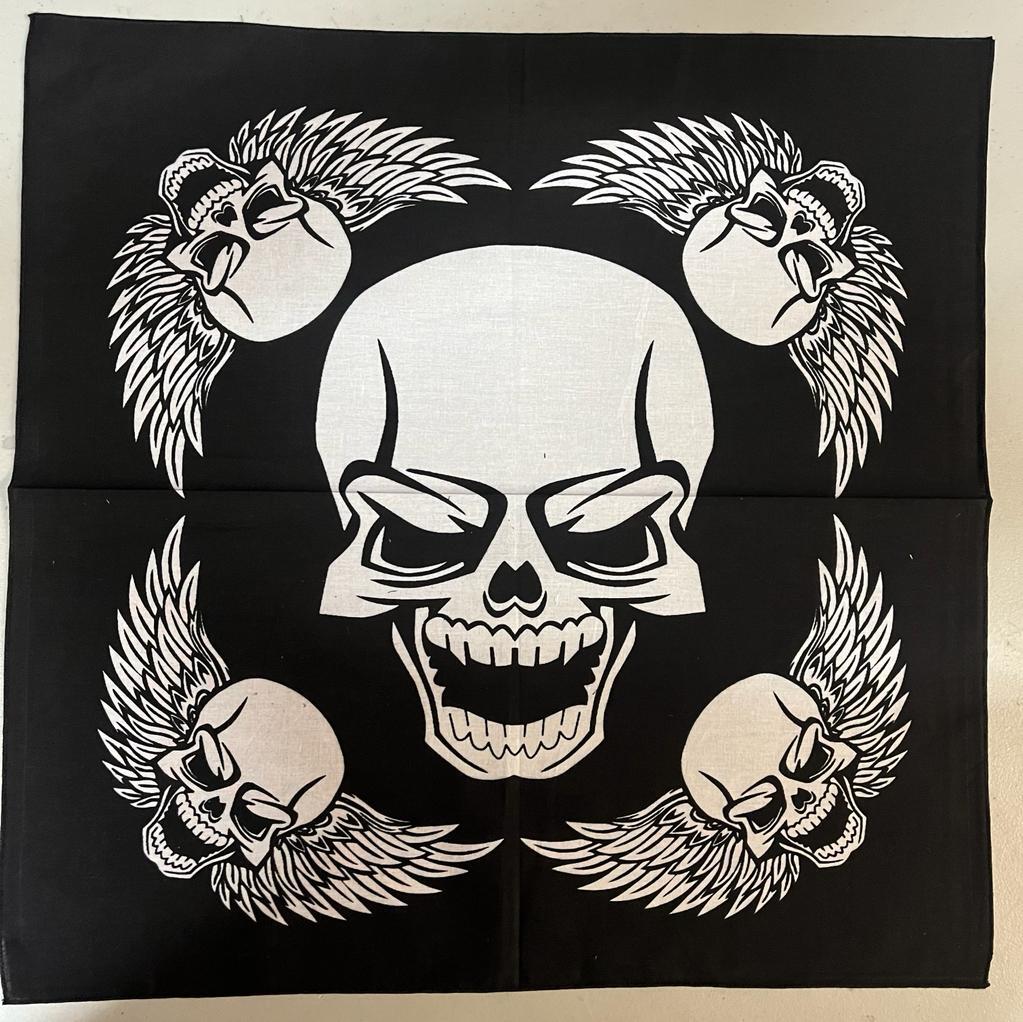 SKULL Design FLAMES BANDANA Head Wrap Neck Scarf Face Mask Halloween Biker