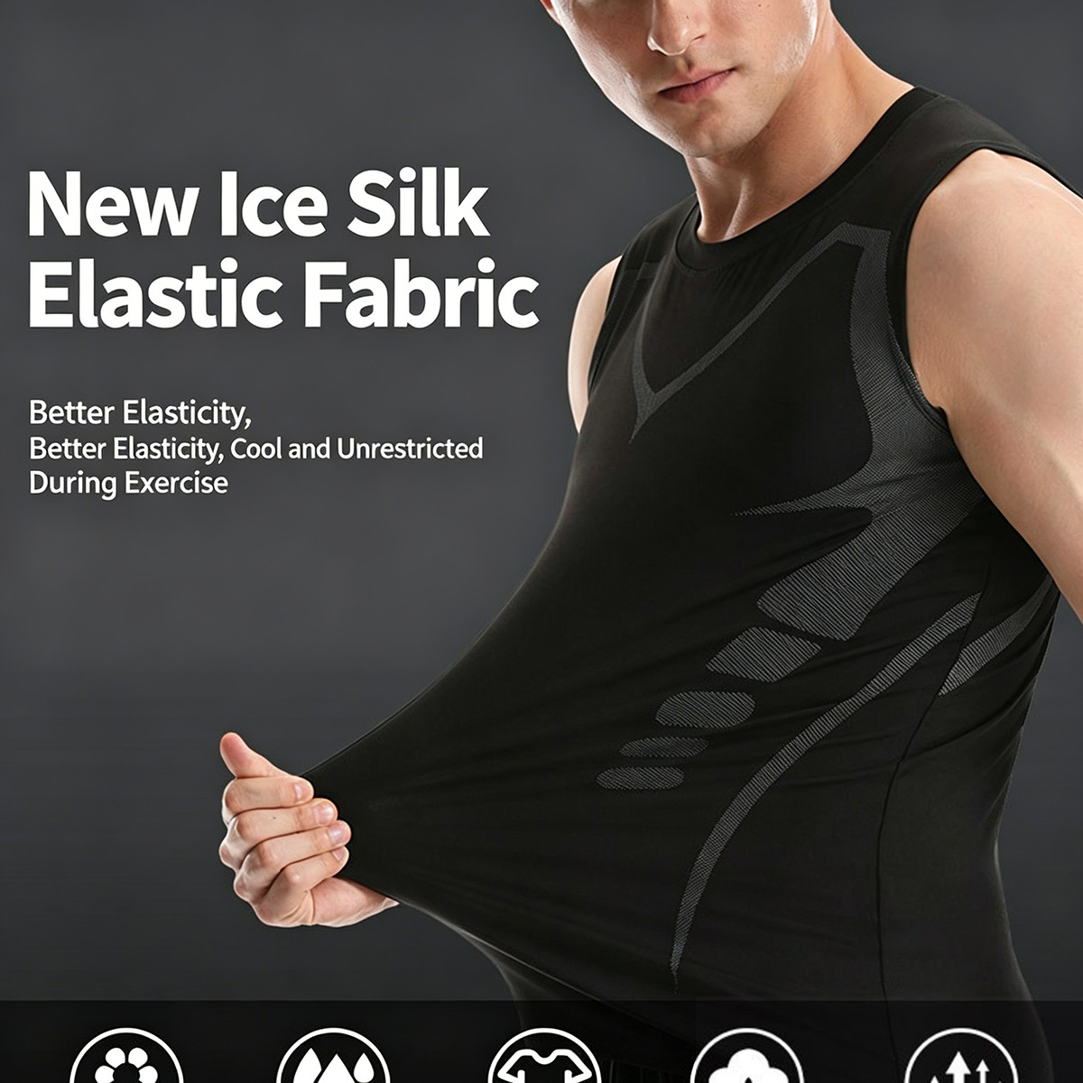 Men Compression Shirt Version Ionic Shaping Sleeveless Vest Sport Tank Top S-2XL