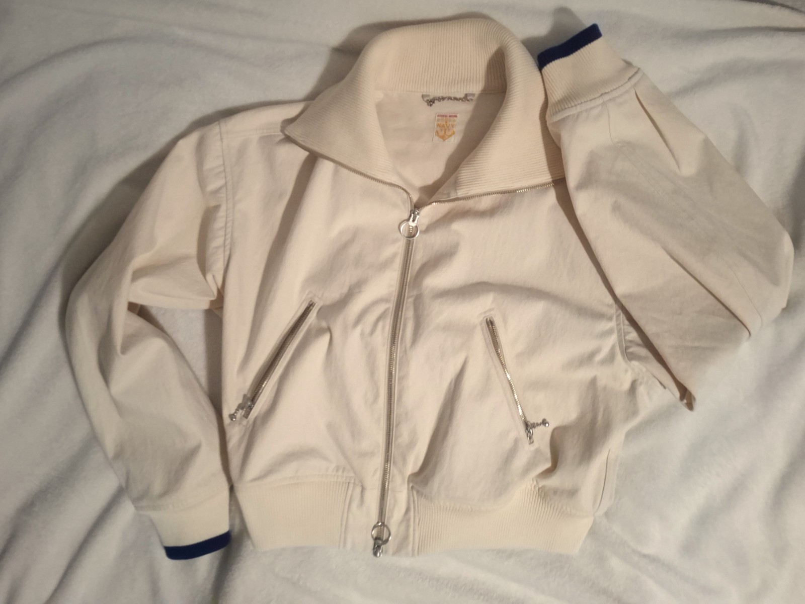 Kapital Water Repellant White Canvas Double Zip Beacon Jacket Size 3