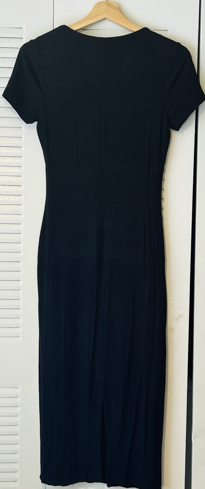 Rachel Zoe Jet Black Knit Ribbed short sleeve Dress Sz XS