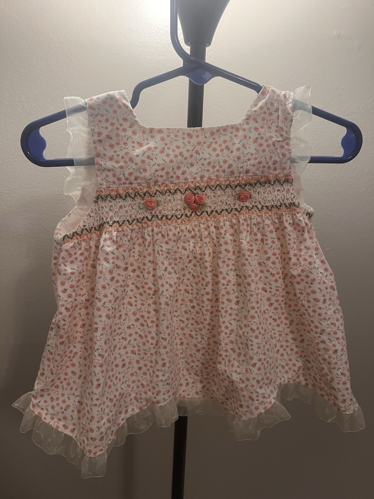 3 Vintage Baby Girl Dresses Bryan Rare Editions 6-9M 12M Lace Smocked USA