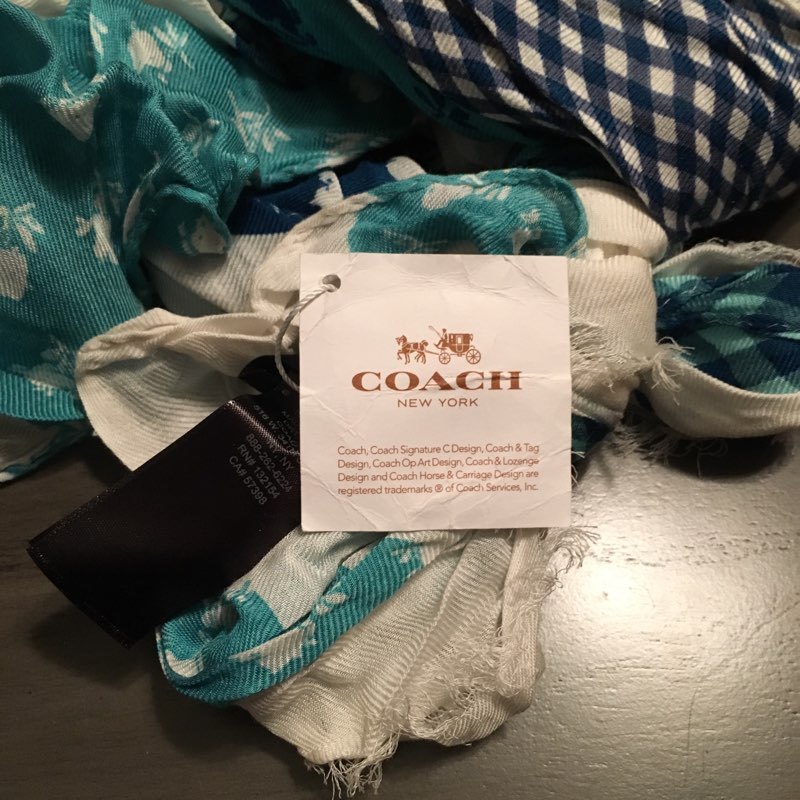 NWT Coach Blue Floral Badlands Patchwork Scarf 50″ x 70″ Shawl 85813 MSRP $195