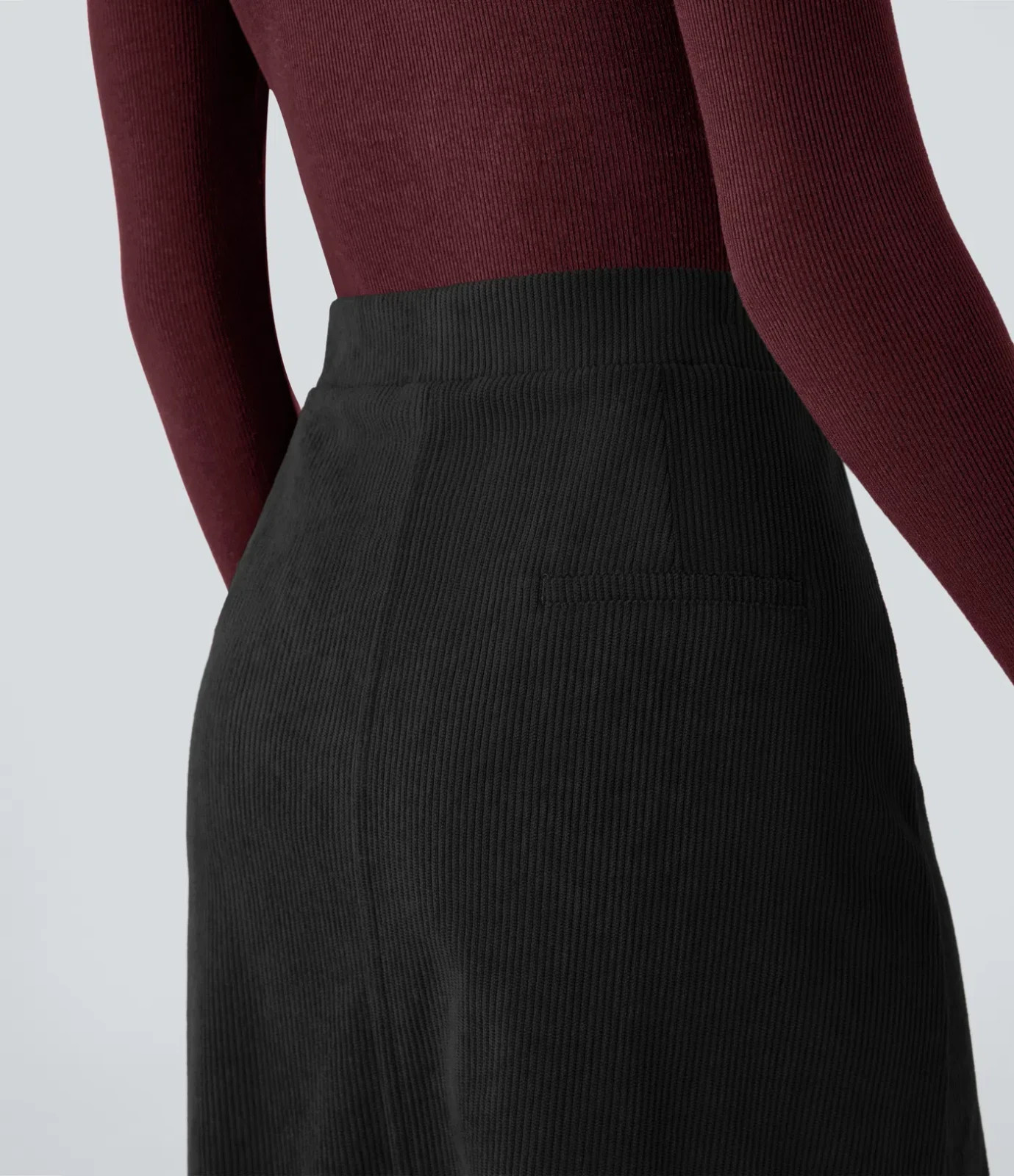 Halara Mid Rise Front Side Flap Pocket Midi Corduroy Casual Skirt Size XL Reg 20