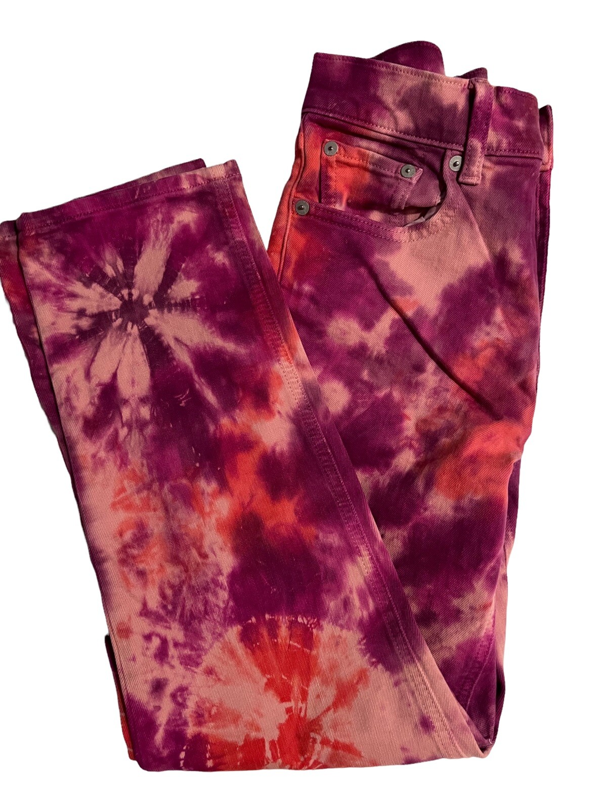 Gap Jeans Women’s Jeans Size 2 26R Pink Tie Dye Cropped High Rise Boho Y2K Denim