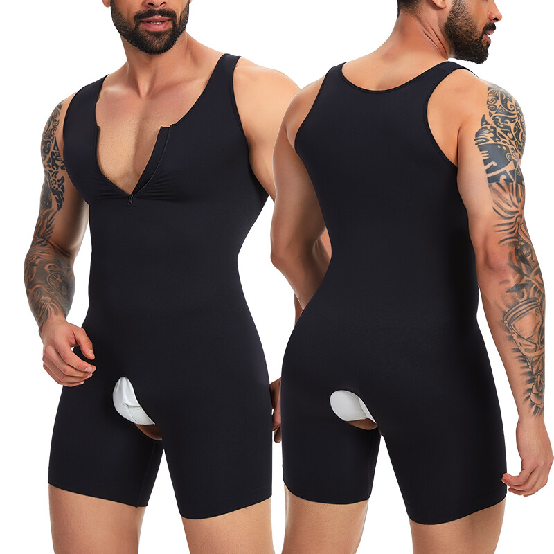 Men Shapewear Compression Bodysuit Full Body Shaper Slimming Fajas Para Hombres