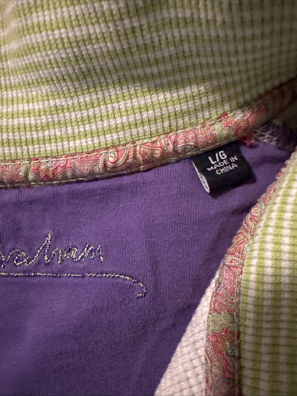 Robert Graham 1/4 zip Pullover Sweatshirt Lime Green Size L