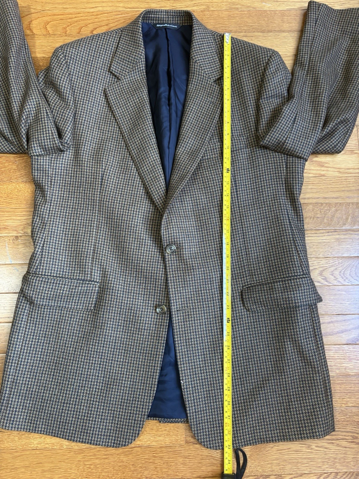Vintage Cambridge Blazer 95% Wool 5% Cashmere Brown Canada Made 42R