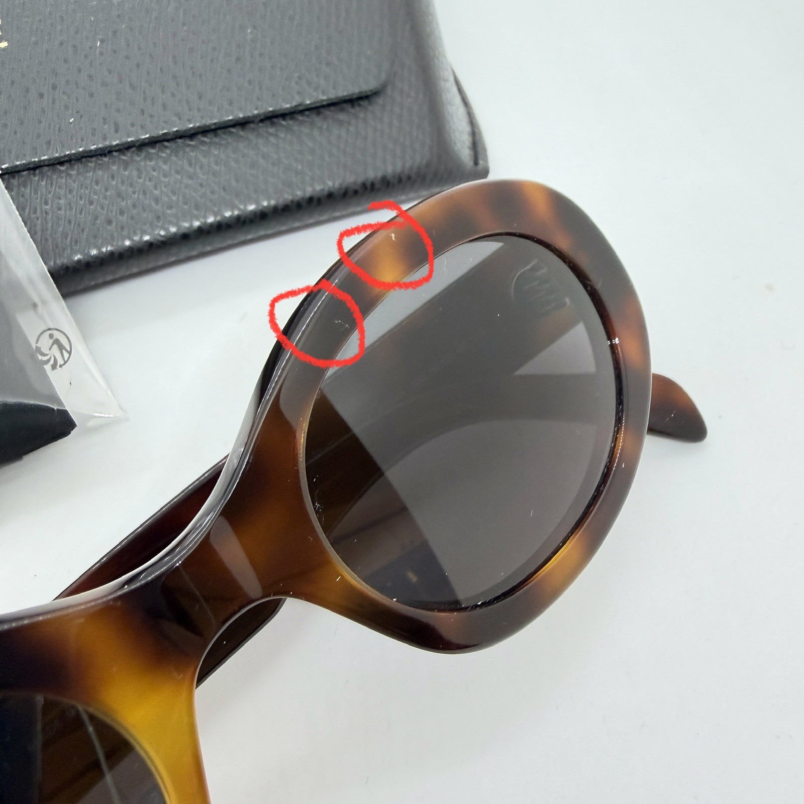 CELINE Triomphe women’s oval sunglasses + hard case +bag 52mm CL40194U Tortoise