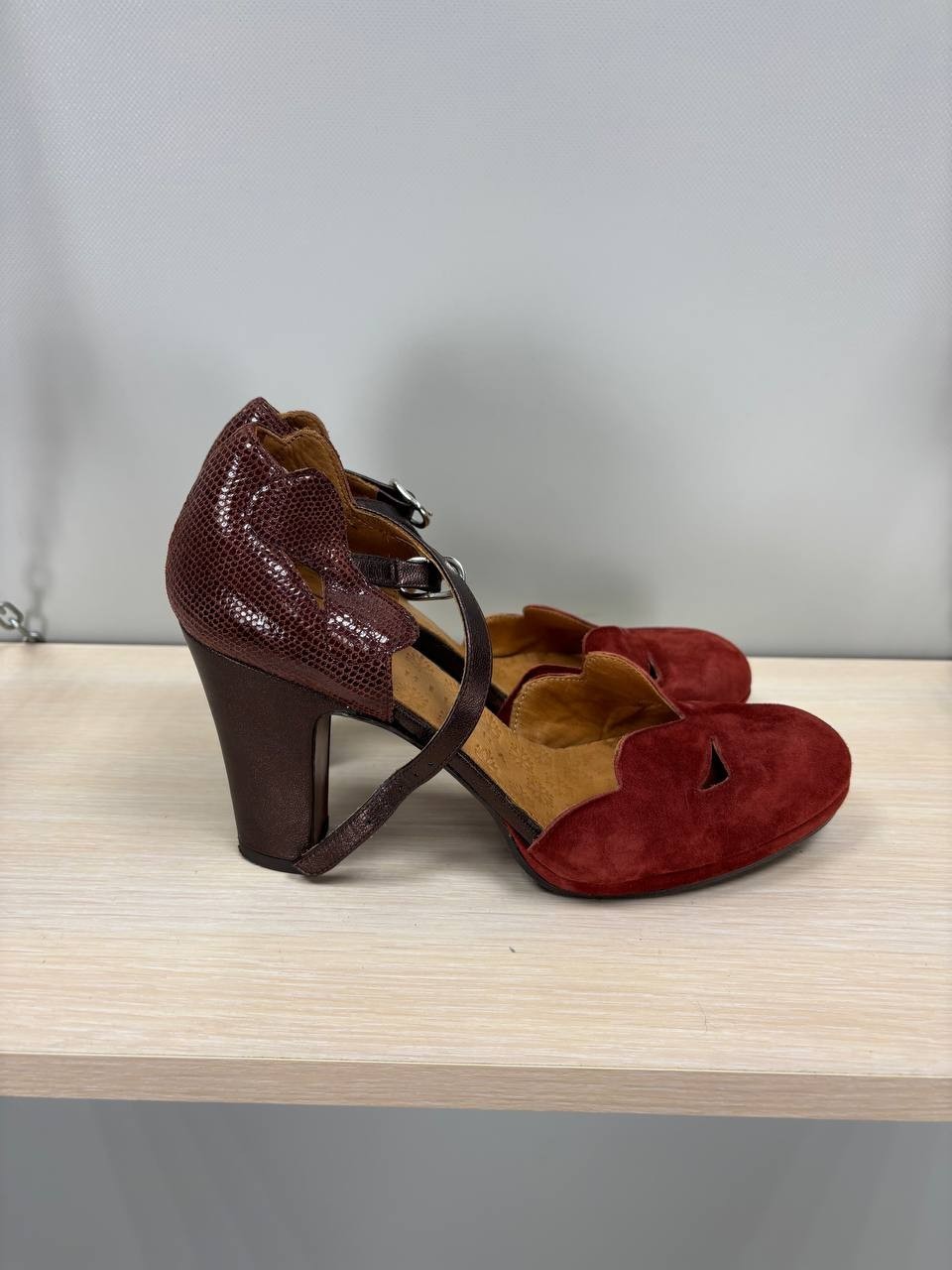 Womens heels Chie Mihara Size 37 1/2 Color Burgundy Duties Paid (USA)