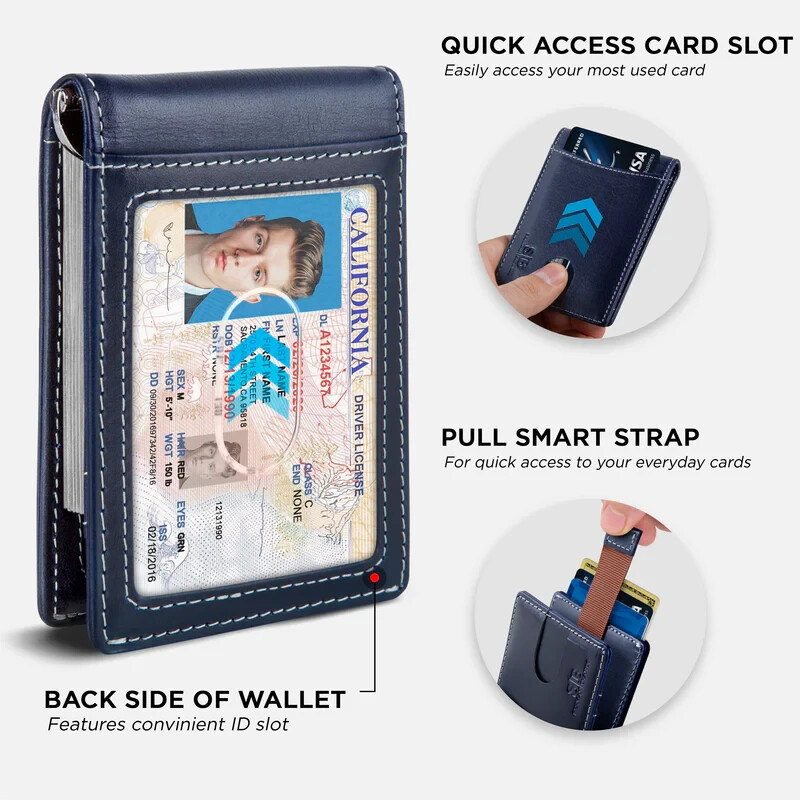 SERMAN BRANDS- Genuine Leather RFID Blocking Slim Minimalist Front Pocket Wallet