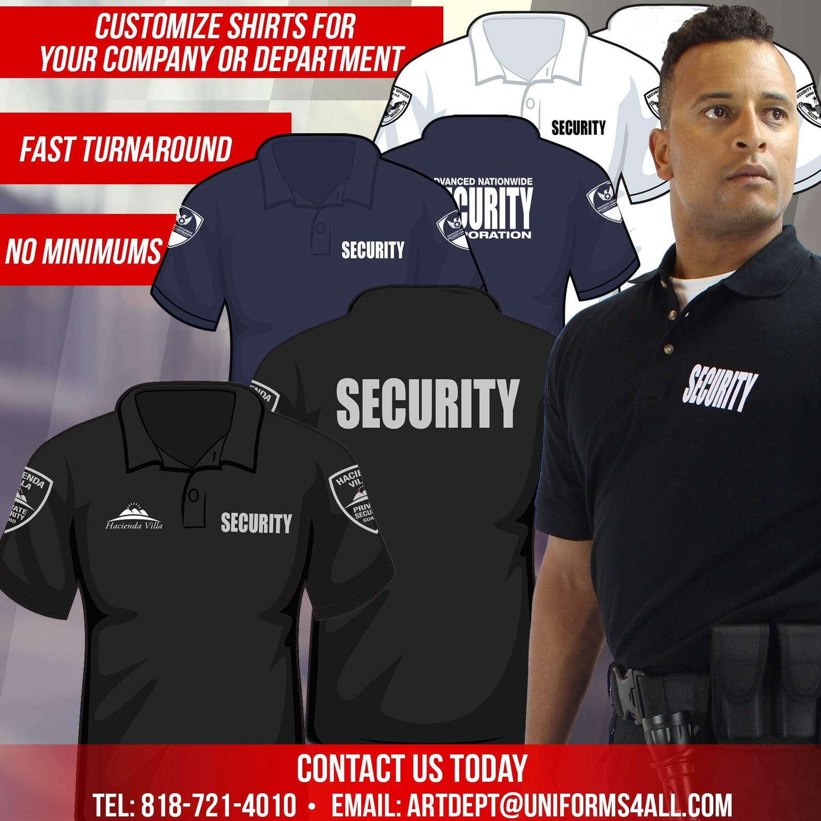 Performance Lightweight Breathable 100% Polyester Security Long Sleeve Polo Shir