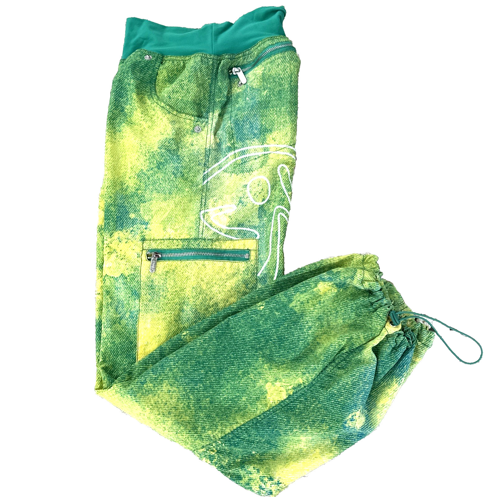 Zumba Pants Womens Green Cargo Parachute Adjustable Ankle Strap XS