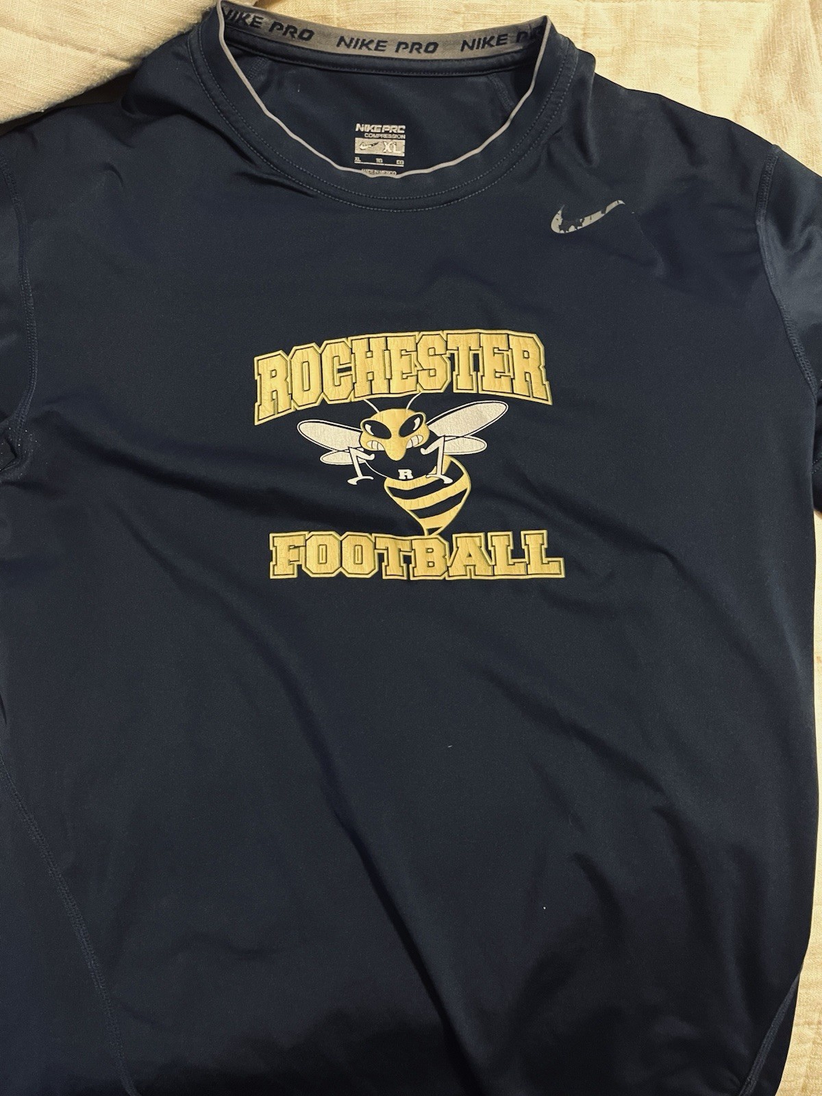 Nike Pro Men’s Blue/Gold XL Crew Neck Short Sleeve Compression Graphic Tee