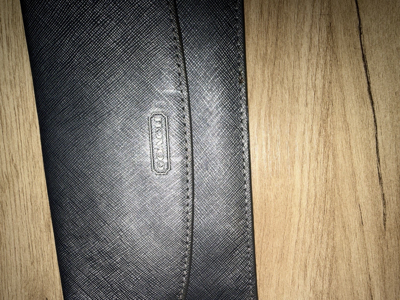 Coach Dark Gray Crossgrain Leather Continental Wallet Checkbook Snap Clutch READ