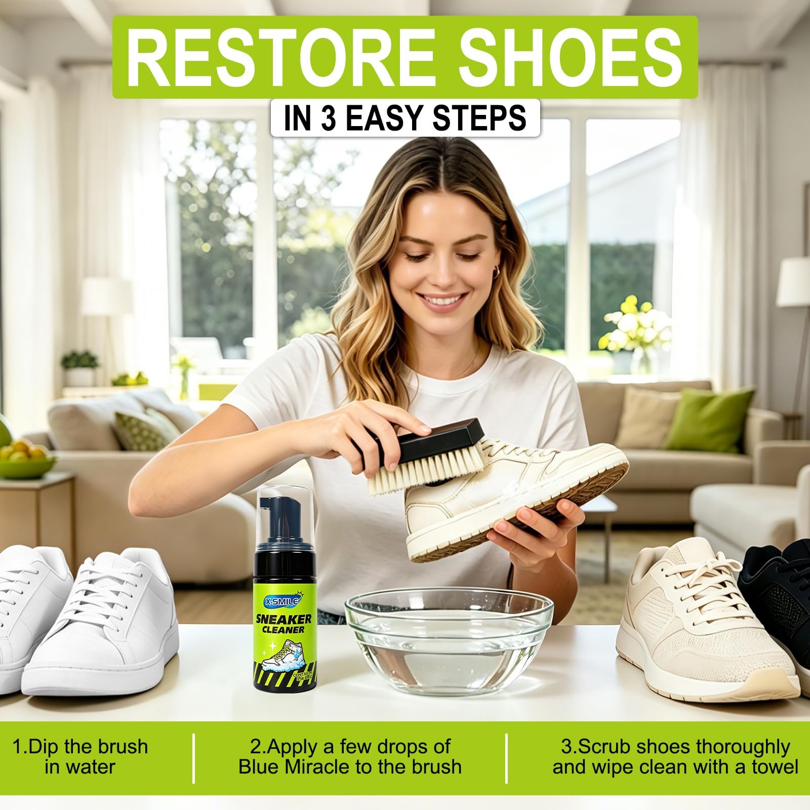 Sneaker Cleaning Kit, Foam Cleaner for White Shoes, PU & Synthetic, Canvas, Mesh