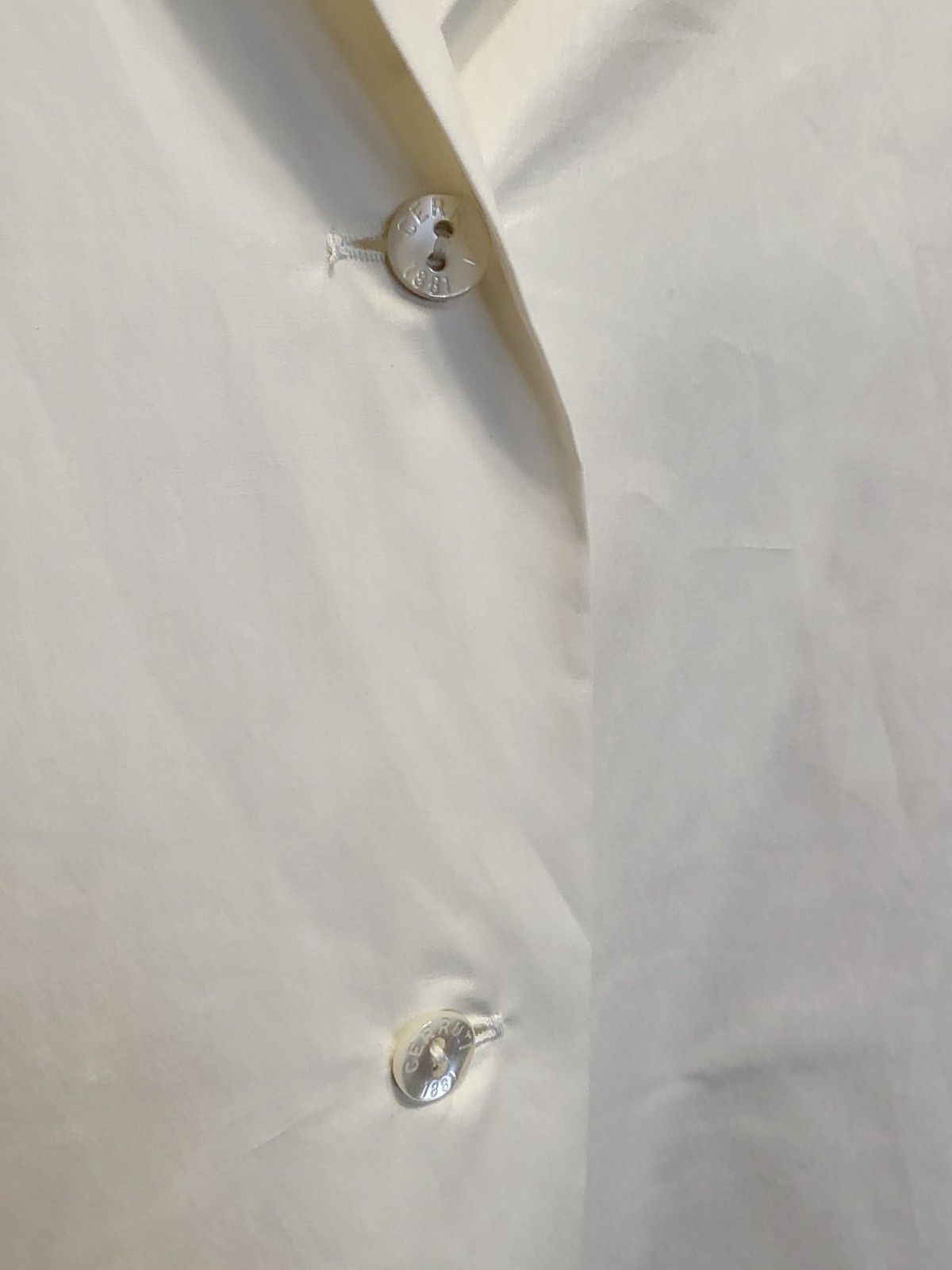 Cerruti Men’s 100% Baumwolle White Long Sleeve Button Up Shirt Ivory Size 44 NWT