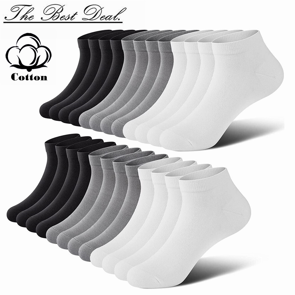 3-12 Pairs Mens Womens Ankle Socks Cotton Solid Low Cut High Quality Size 9-13