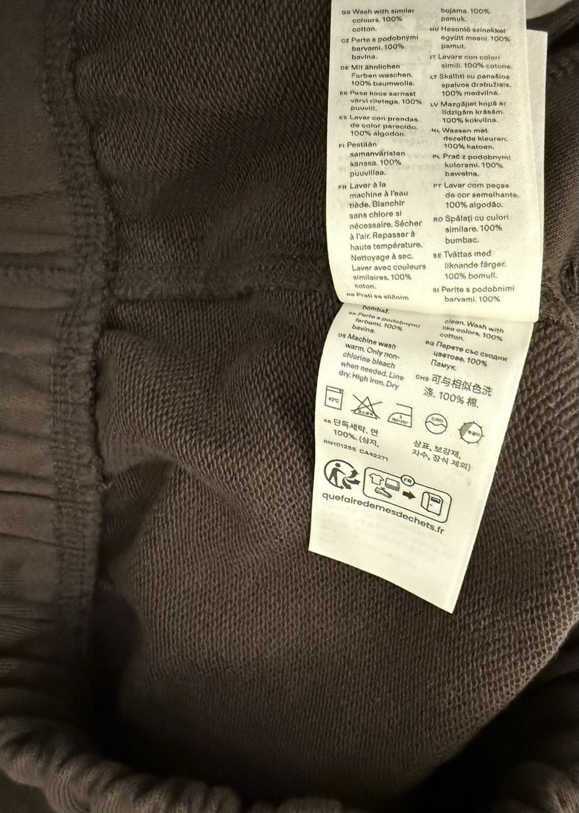 Arket Men’s French Terry Sweatpants Brown Size L BNNT Drawstring Waist Pockets