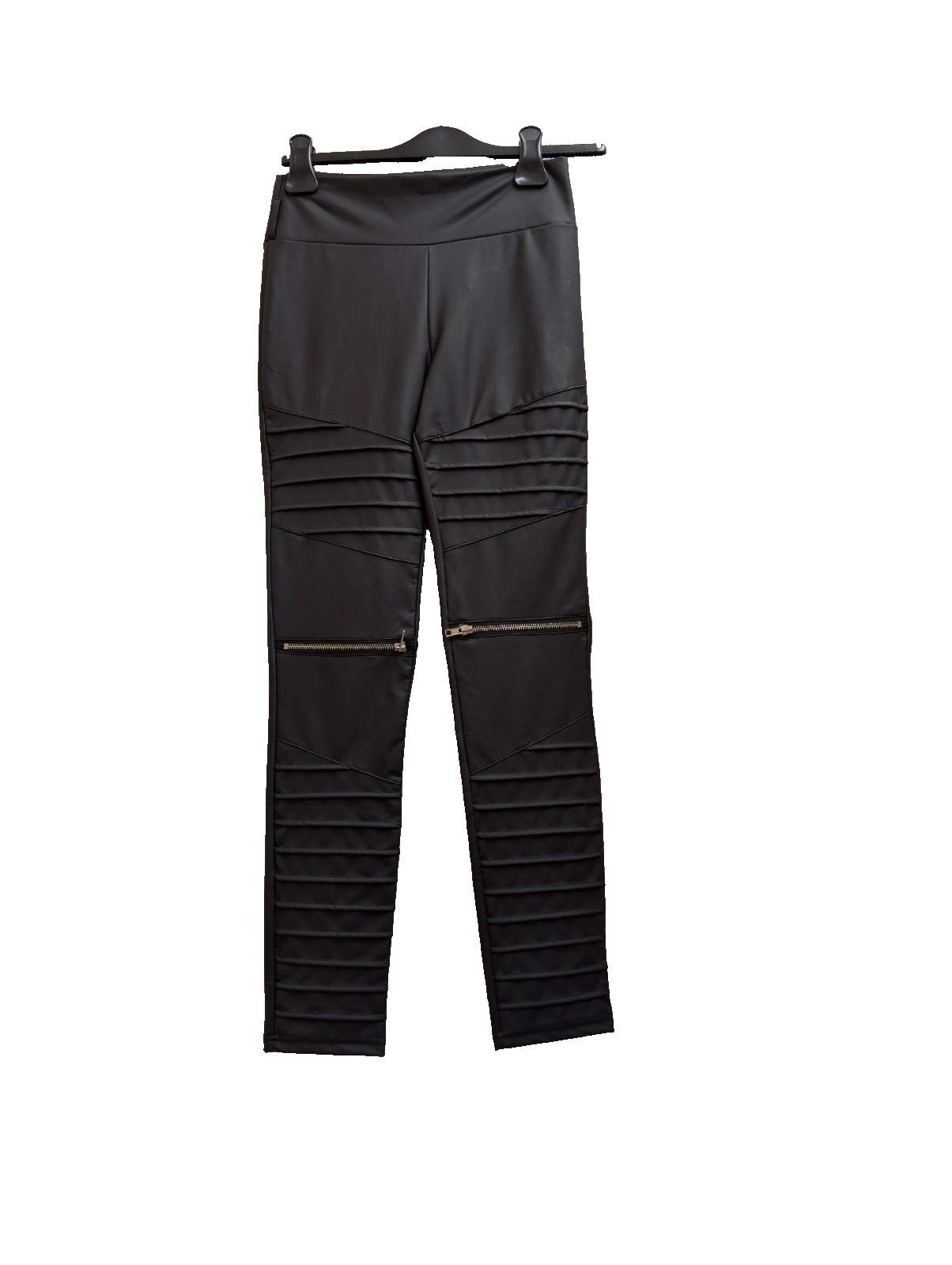 Killstar Pvc Faux Leather Biker Zip Leggings Trousers XS 26″