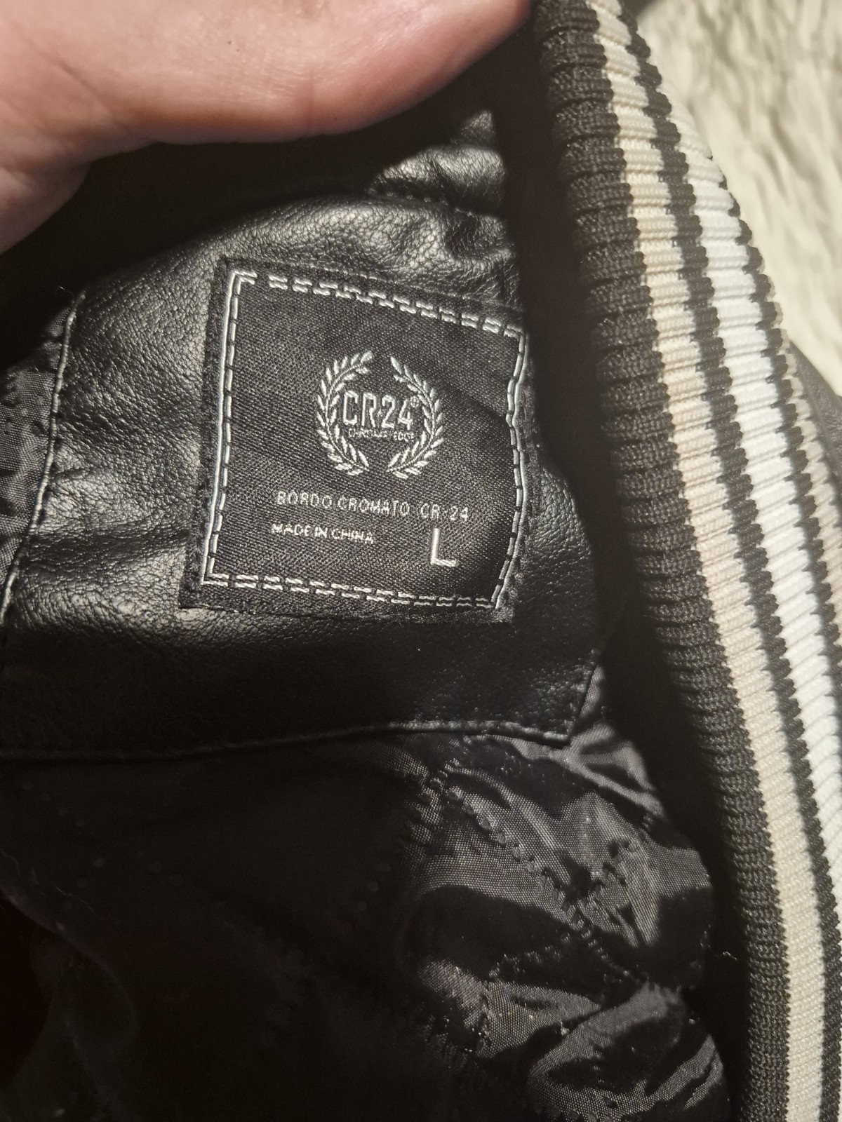 Bershka faux leather varsity baseball style jacket. Size Large