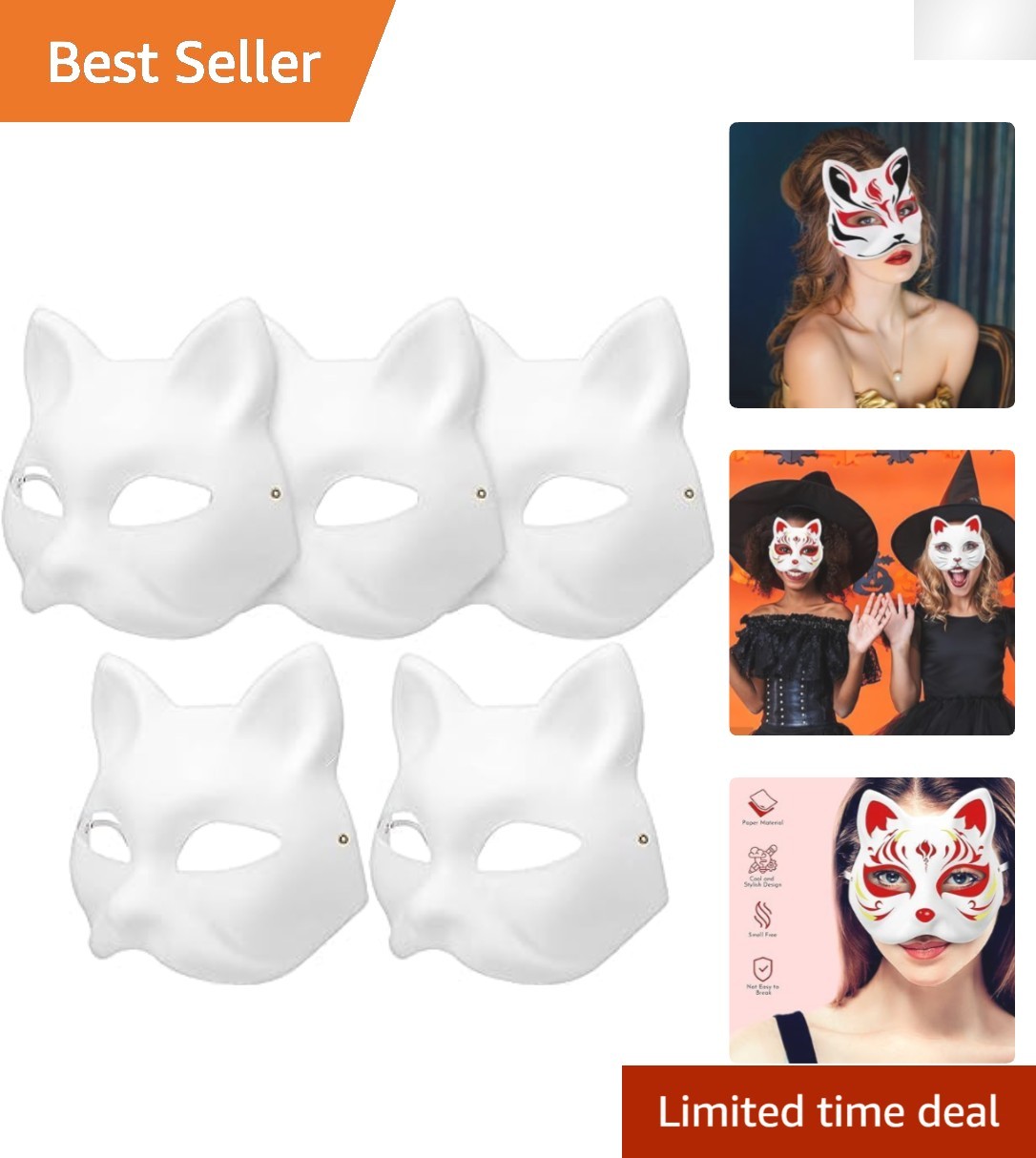 5 Blank Cat Masks for DIY Creativity – Elegant Masquerade & Cosplay Accessories