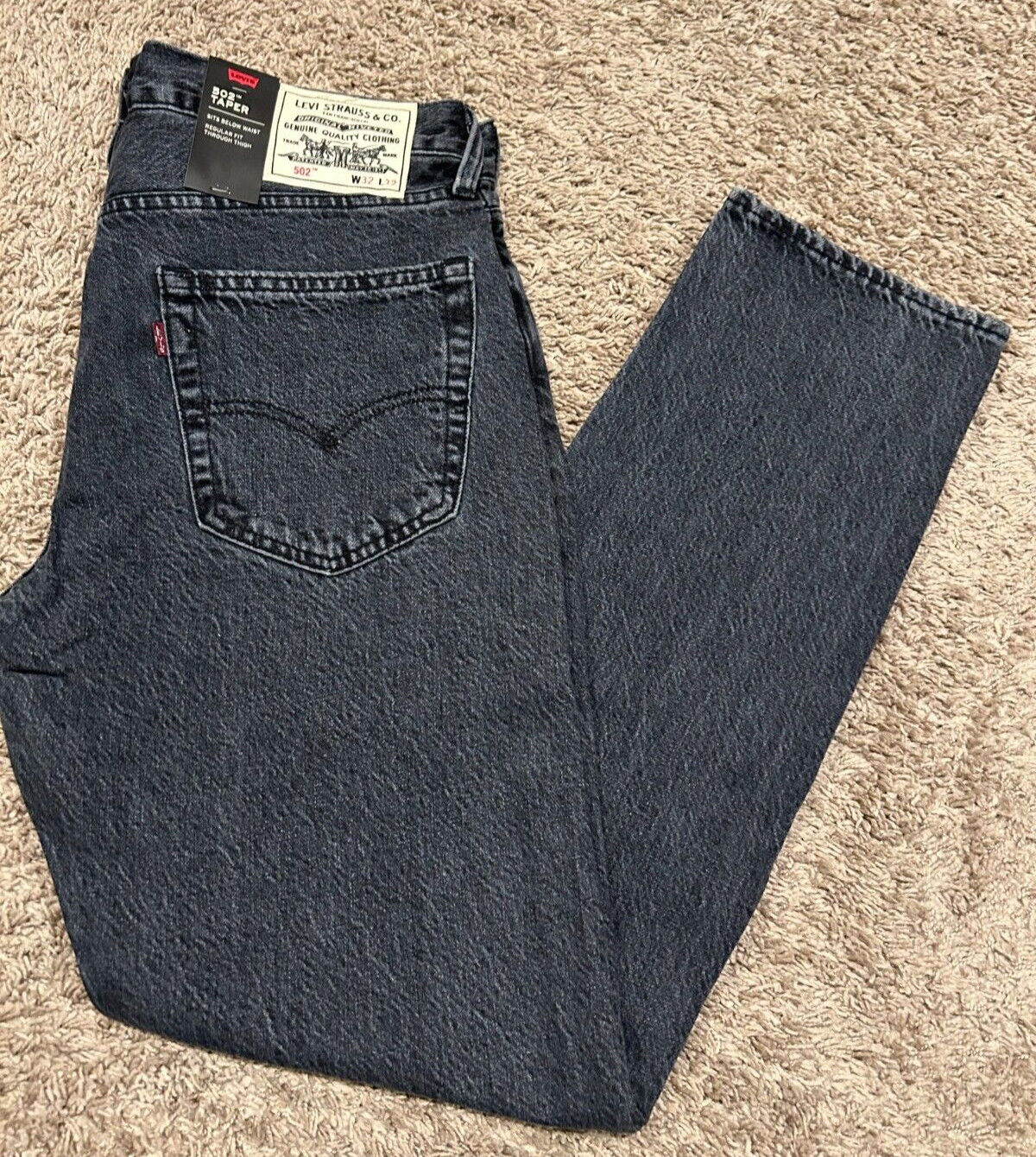 LEVI’S PREMIUM WELLTHREAD 502 TAPER JEANS FADED BLACK SIZE 32X32 NWT RT$128 0005