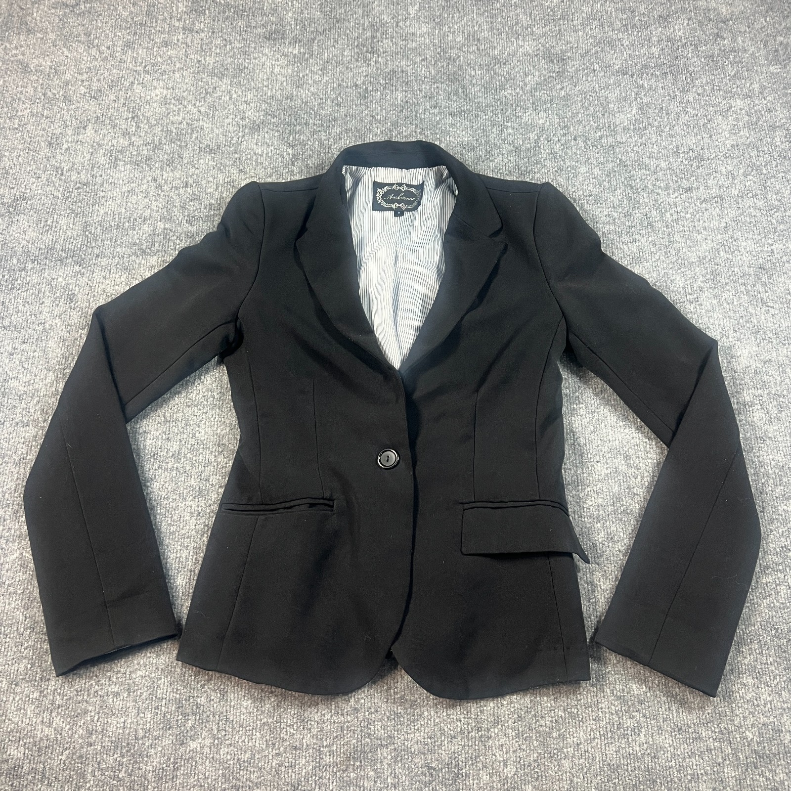 Ambiance Apparel Blazer Jacket Womens Small Black Fitted Stretch Business Formal
