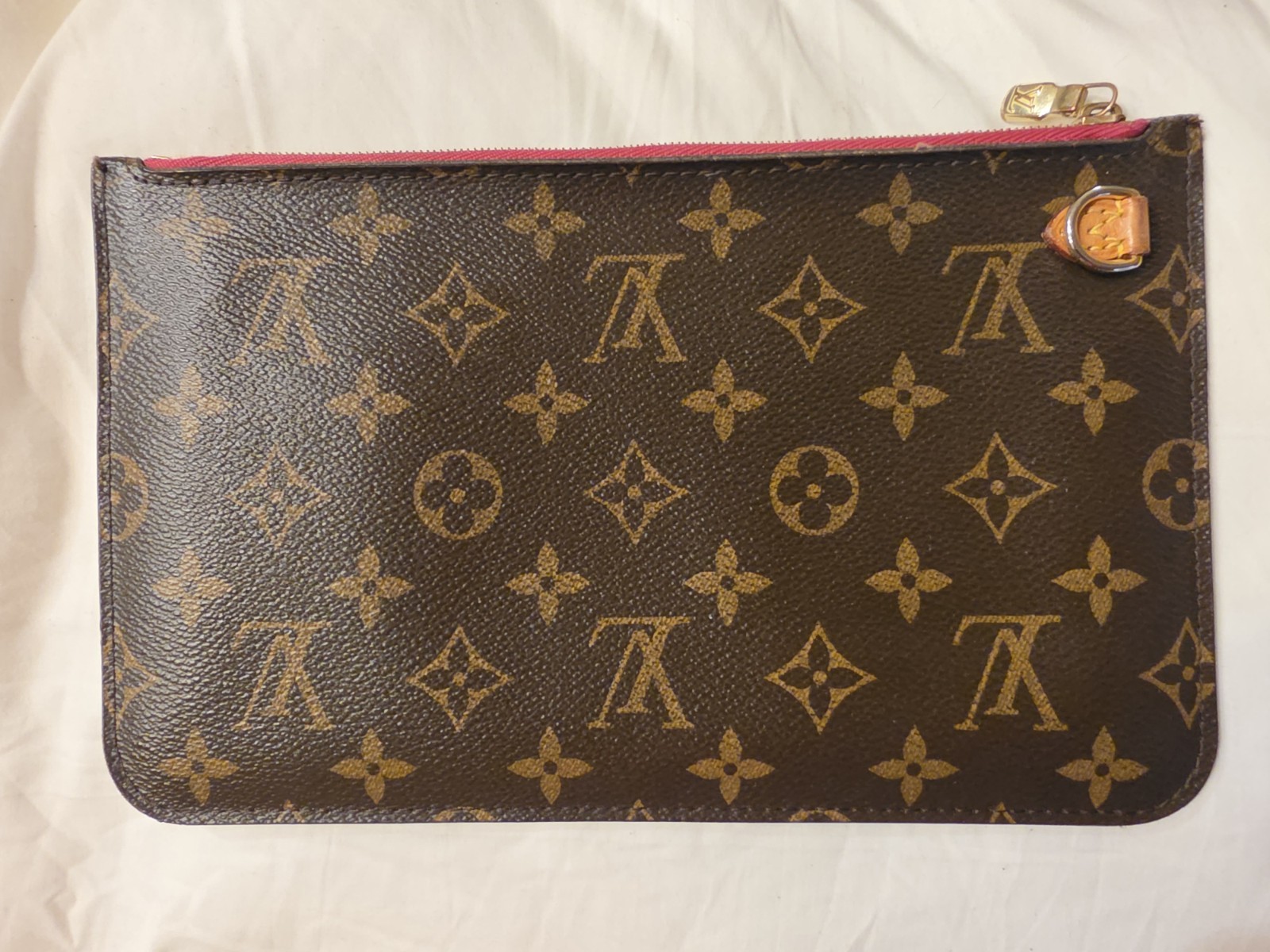 Authentic Louis Vuitton Monogram Neverfull Clutch Wristlet Pouch Excellent