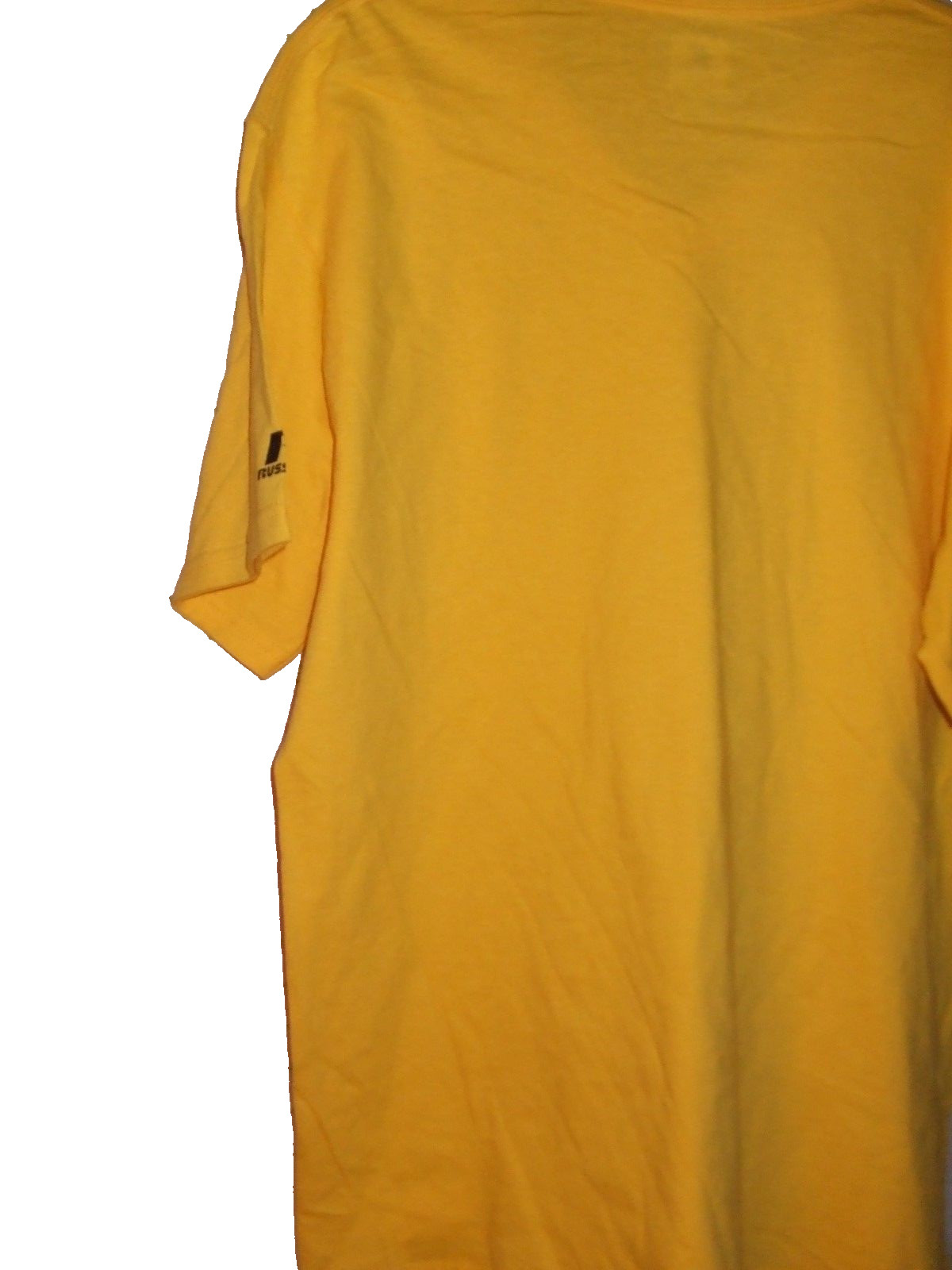 NEW $30 RUSSELL ATHELTIC MEDIUM YELLOW RIB TRIM TEE SHIRT V TOP