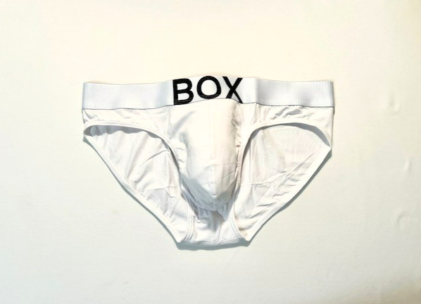 BOX Menswear – Size Large – Low Rise Cotton Brief with Roomy Pouch – White/Black