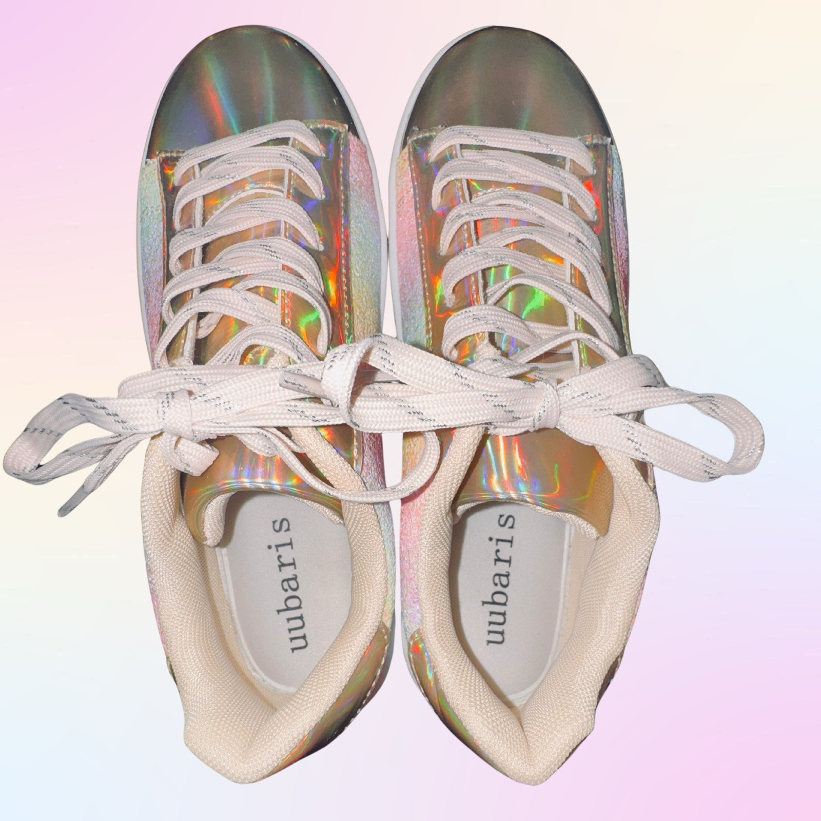 UUBARIS Rainbow Glitter Platform Sneakers Women’s Size 6 New No Box Bling