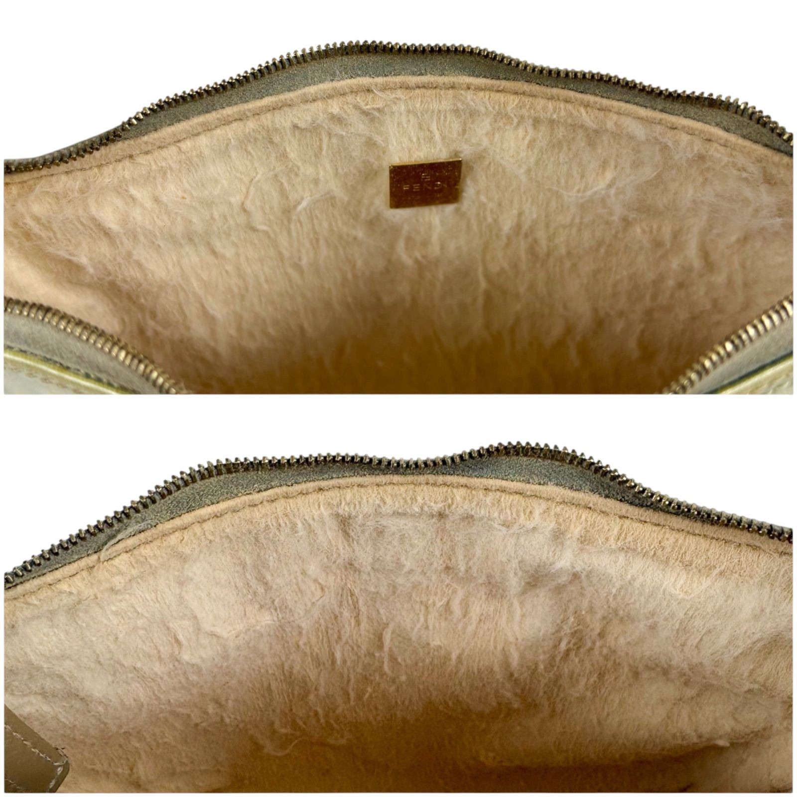 Fendi Zucchino Mini Handbag Pouch PVC Canvas Light Blue Green FF 19cm x 14cm