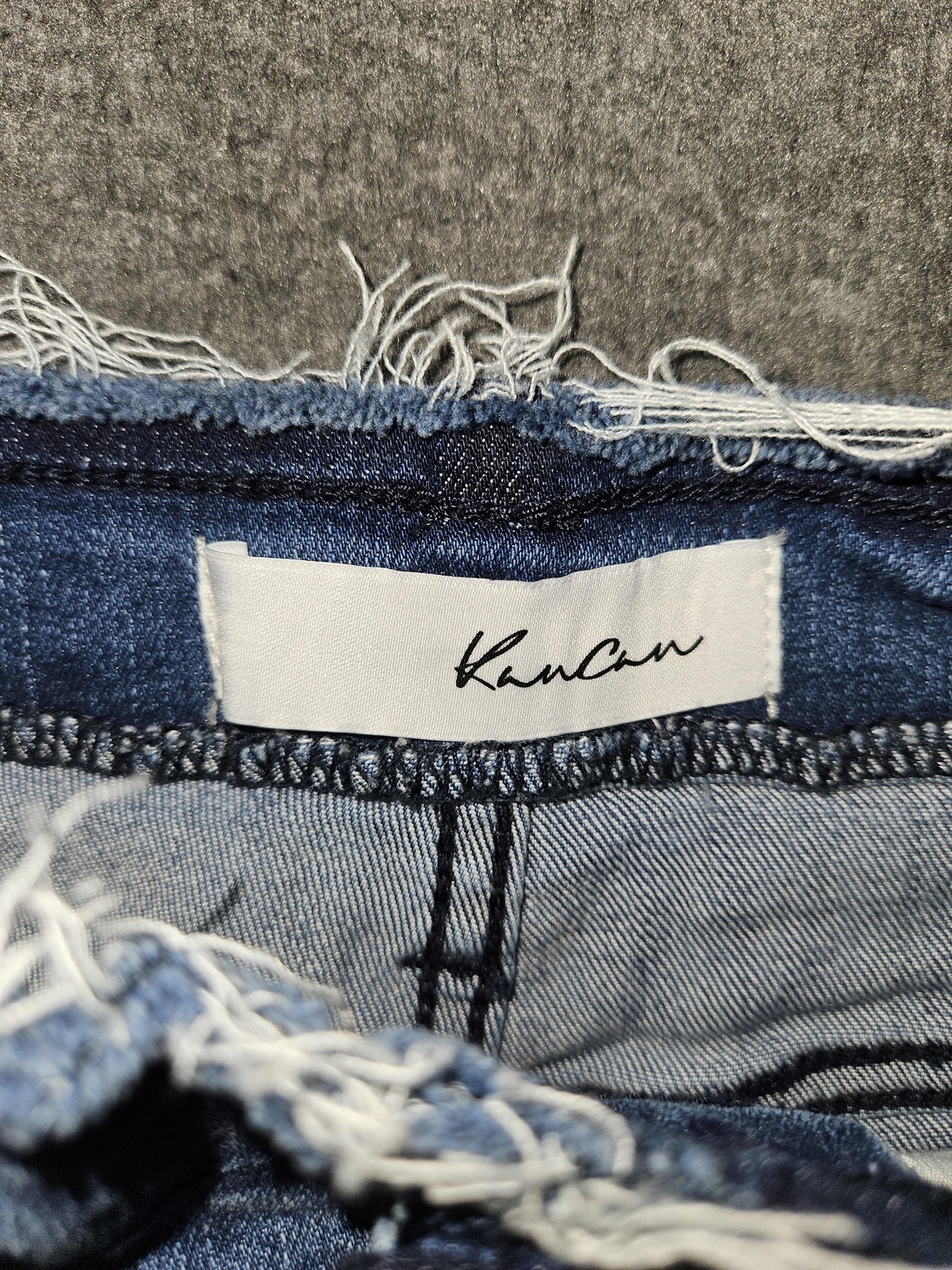 KanCan Jeans Womens 11/29 Blue High Rise Button Fly Distressed Raw Hem Denim