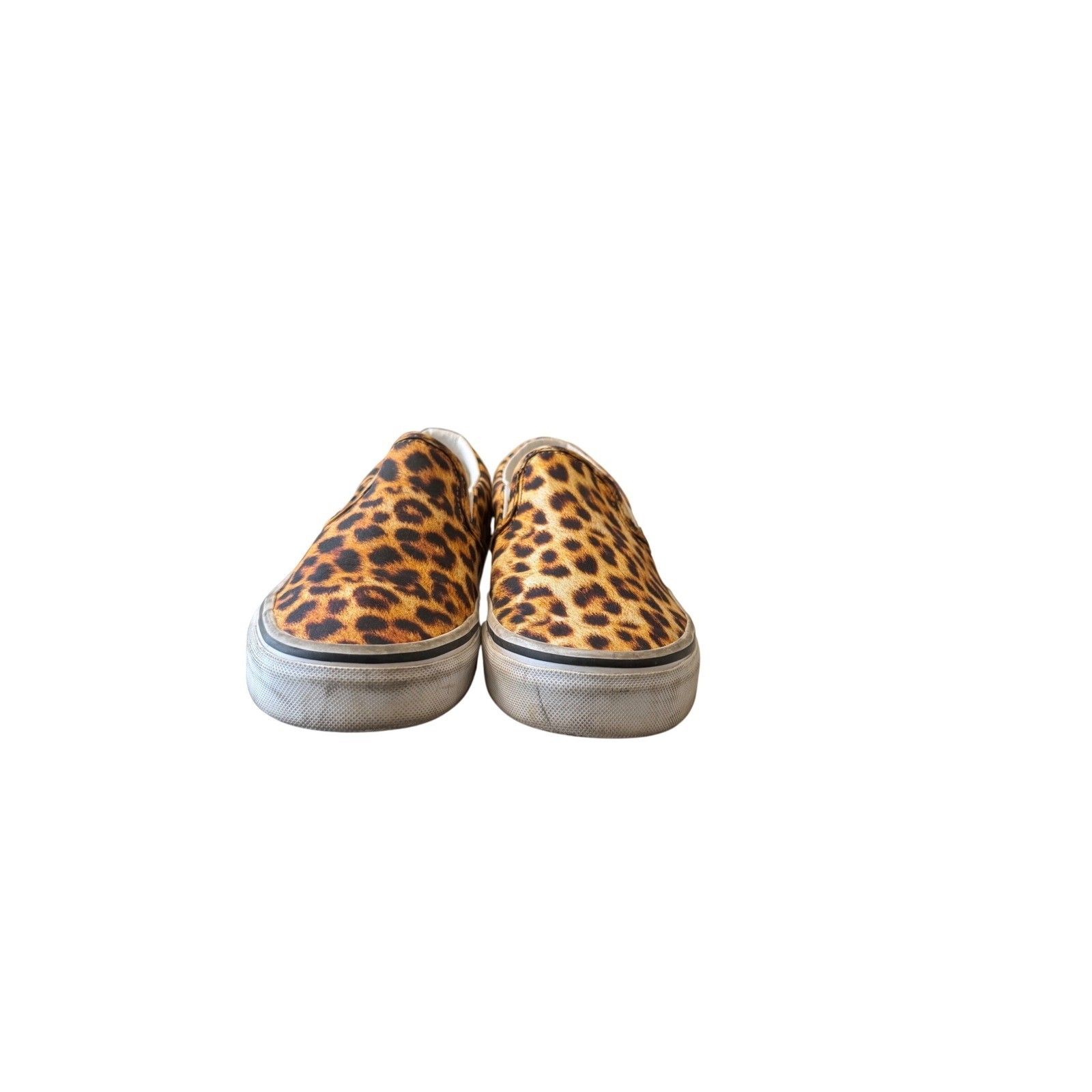 Vans Classic Slip-On Leopard Print Skate Shoes Mens 3.5 Womens 5.0 Tan Black