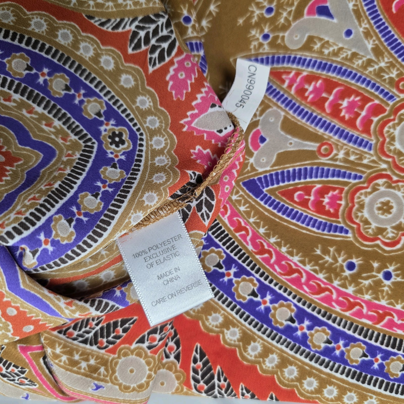 Bohemian Sheer Blouse M Relaxed Banded Hem Kimono Sleeves Boho Chic Boxy Gold