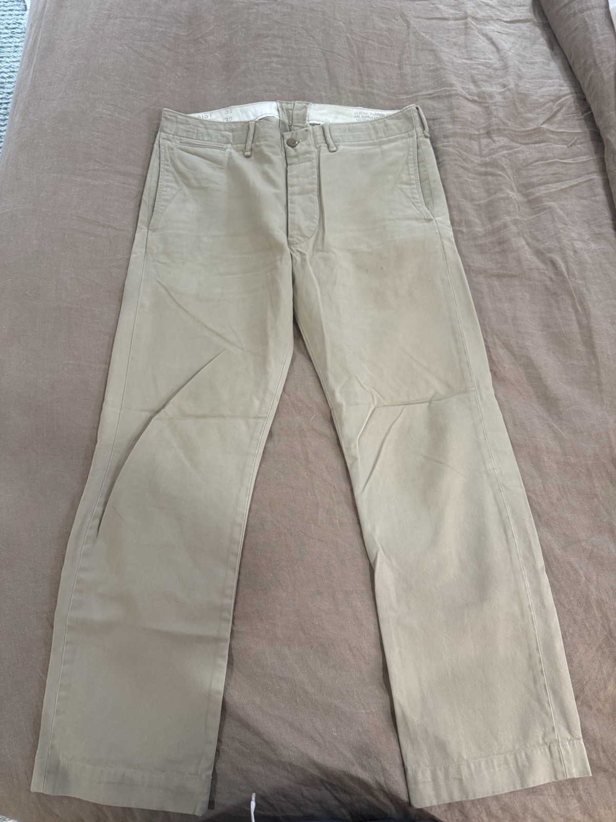RRL Officer Chino. 32×28.5. Beige.