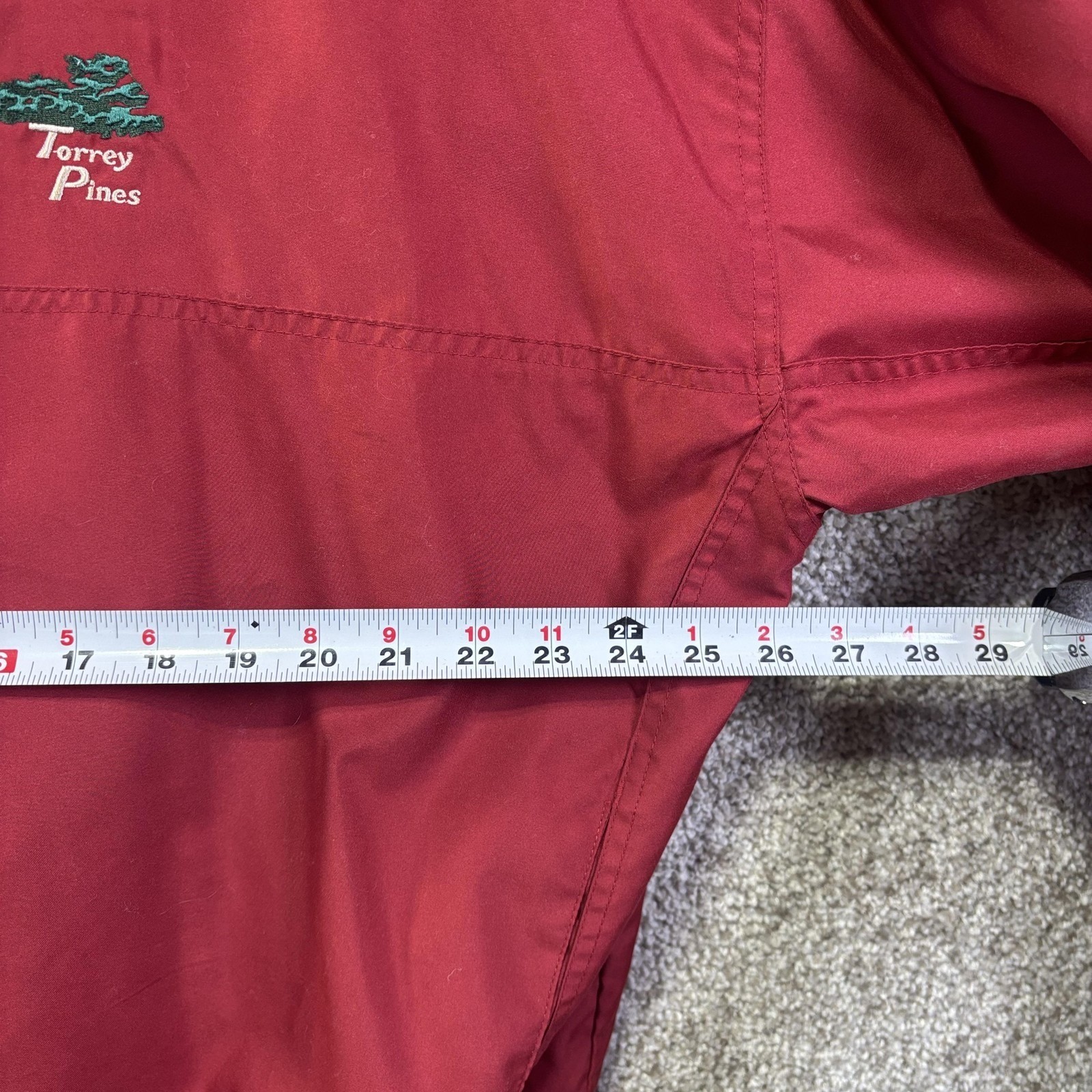 Oarsman 913 Jacket Mens XL Red 1/4 Zip Windbreaker Torrey Pines Golf Pullover