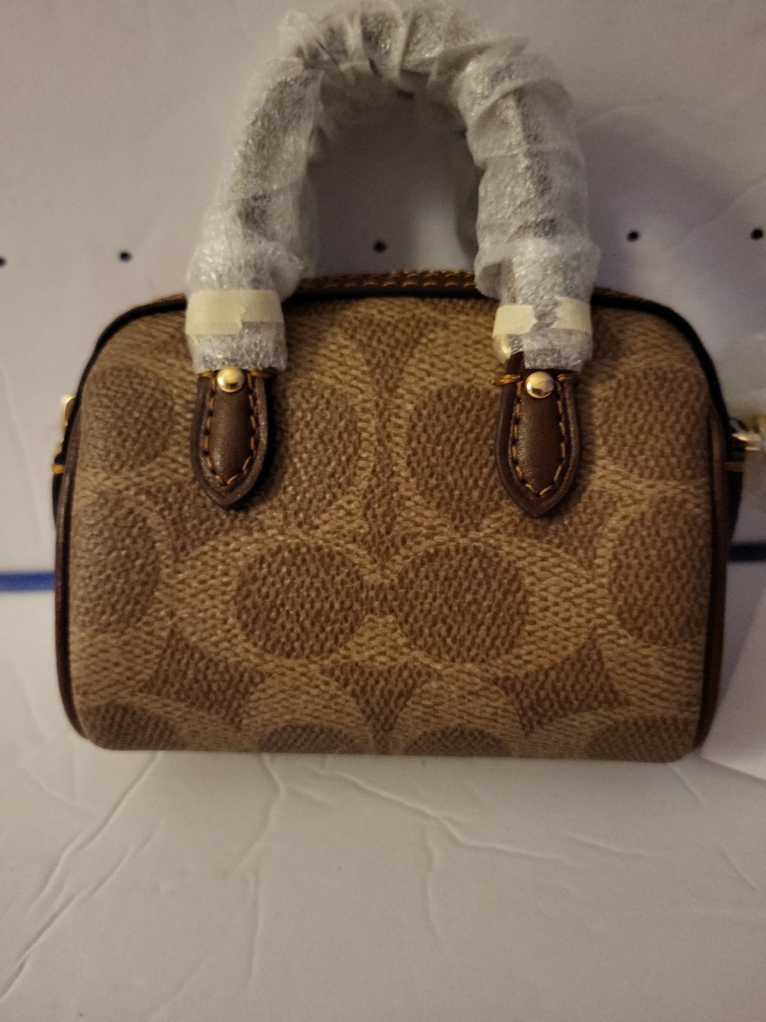 Coach Mini Rowan Bag Charm Brown N Tan NWT