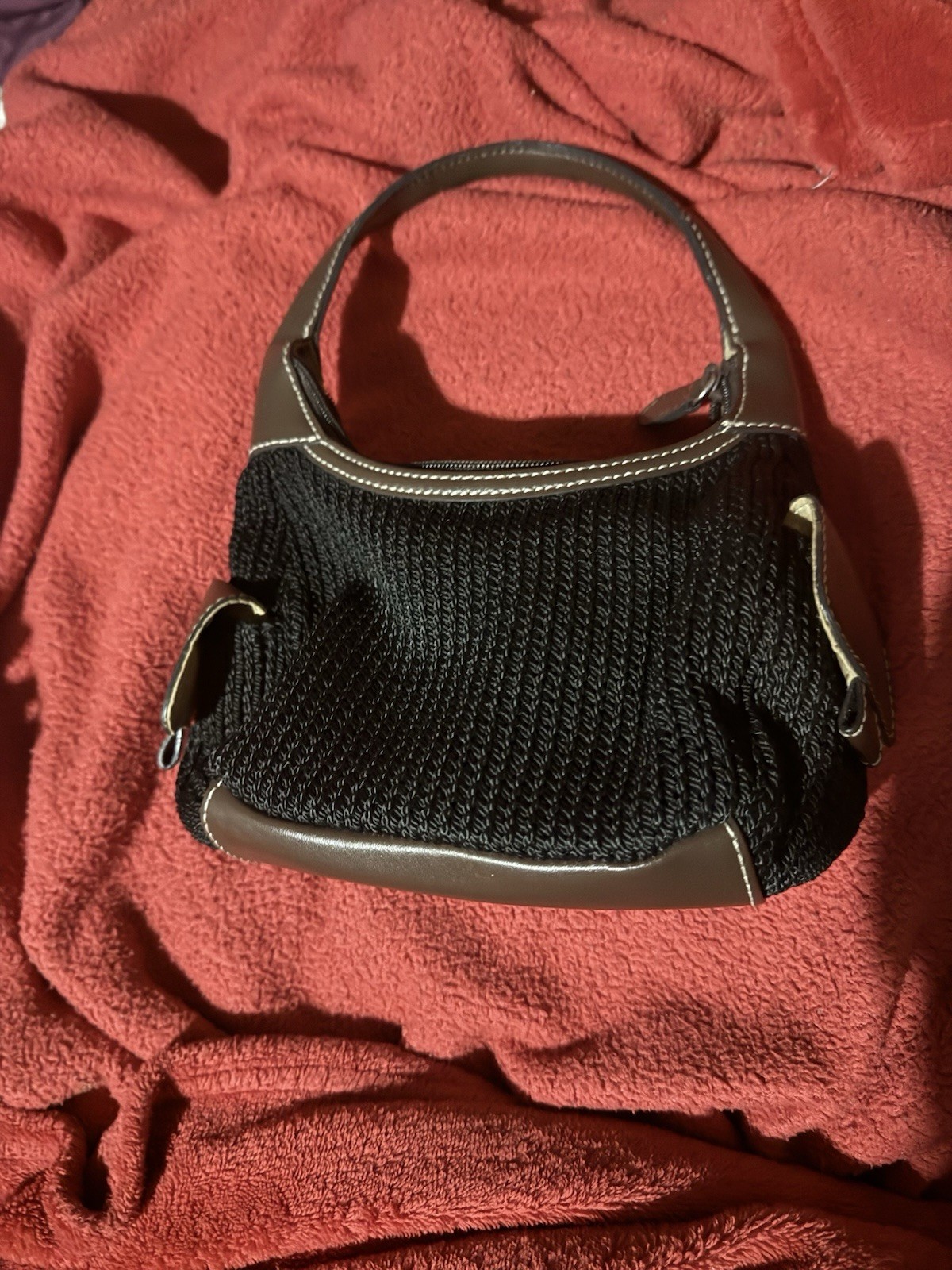 Liz Claiborne Brown Top Handle Bag w/ Brown Trim, Zip Closure, very clean
