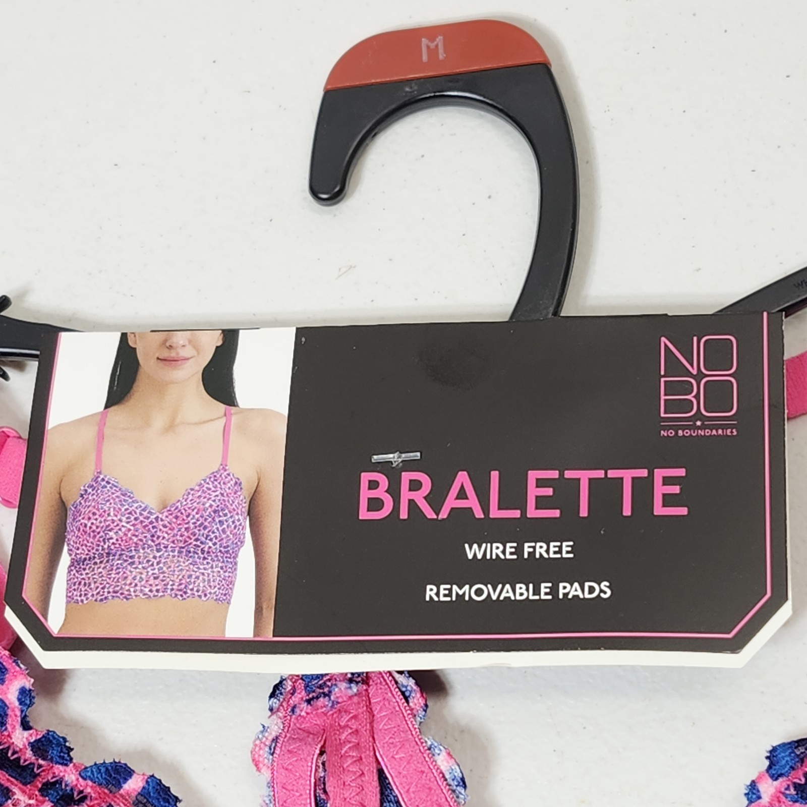No Boundaries Wirefree Lace Bralette Women’s Size Medium Pink Blue Wireless NEW