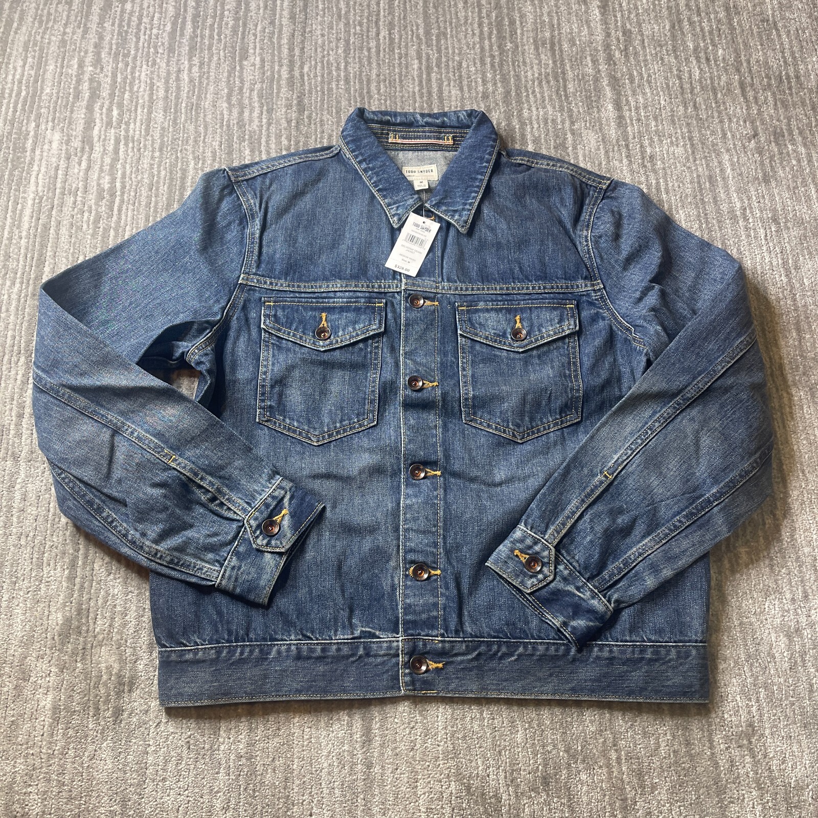 Todd Snyder Jacket Mens Medium Selvedge Denim Trucker Dark Wash Blue Button NEW