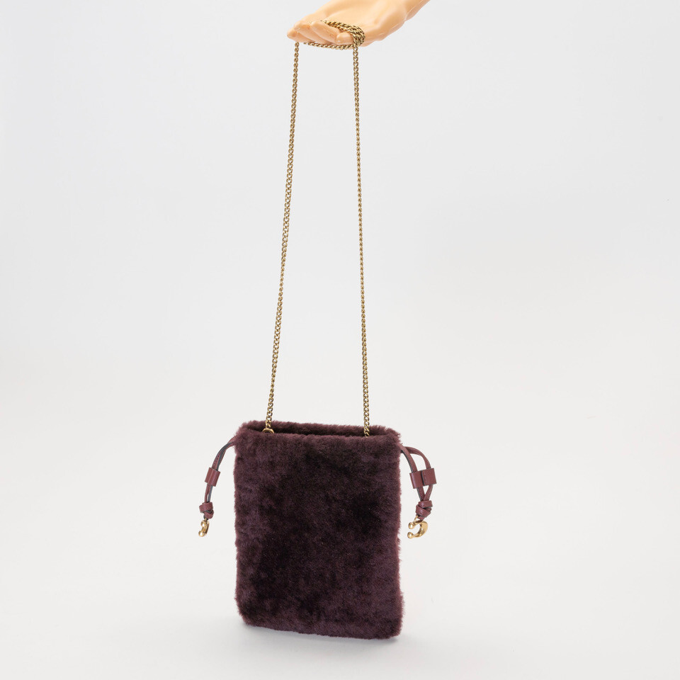 COACH Shearling Drawstring Pouch Sangria (Pre-owned/as pictured)