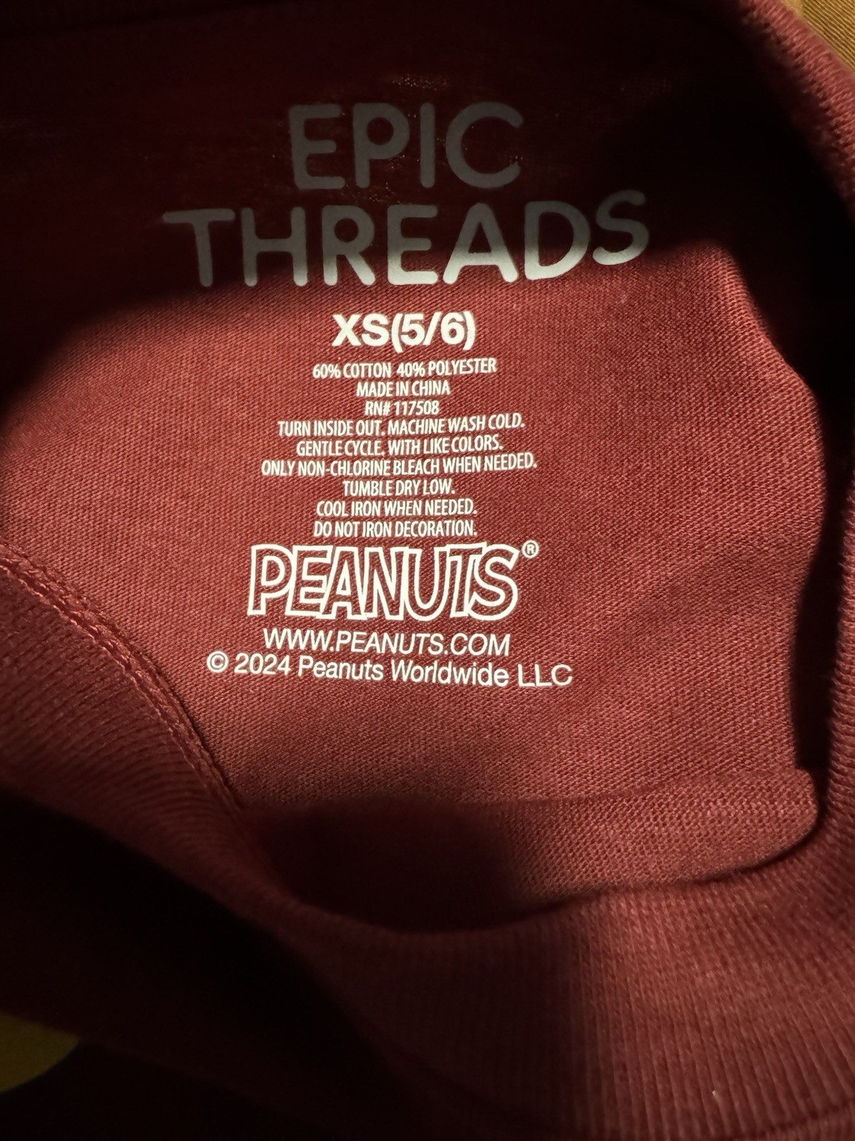 Epic Threads Peanuts Snoopy Cool Kid Graphic Tee Burgundy XS (5/6) Short Sleeve