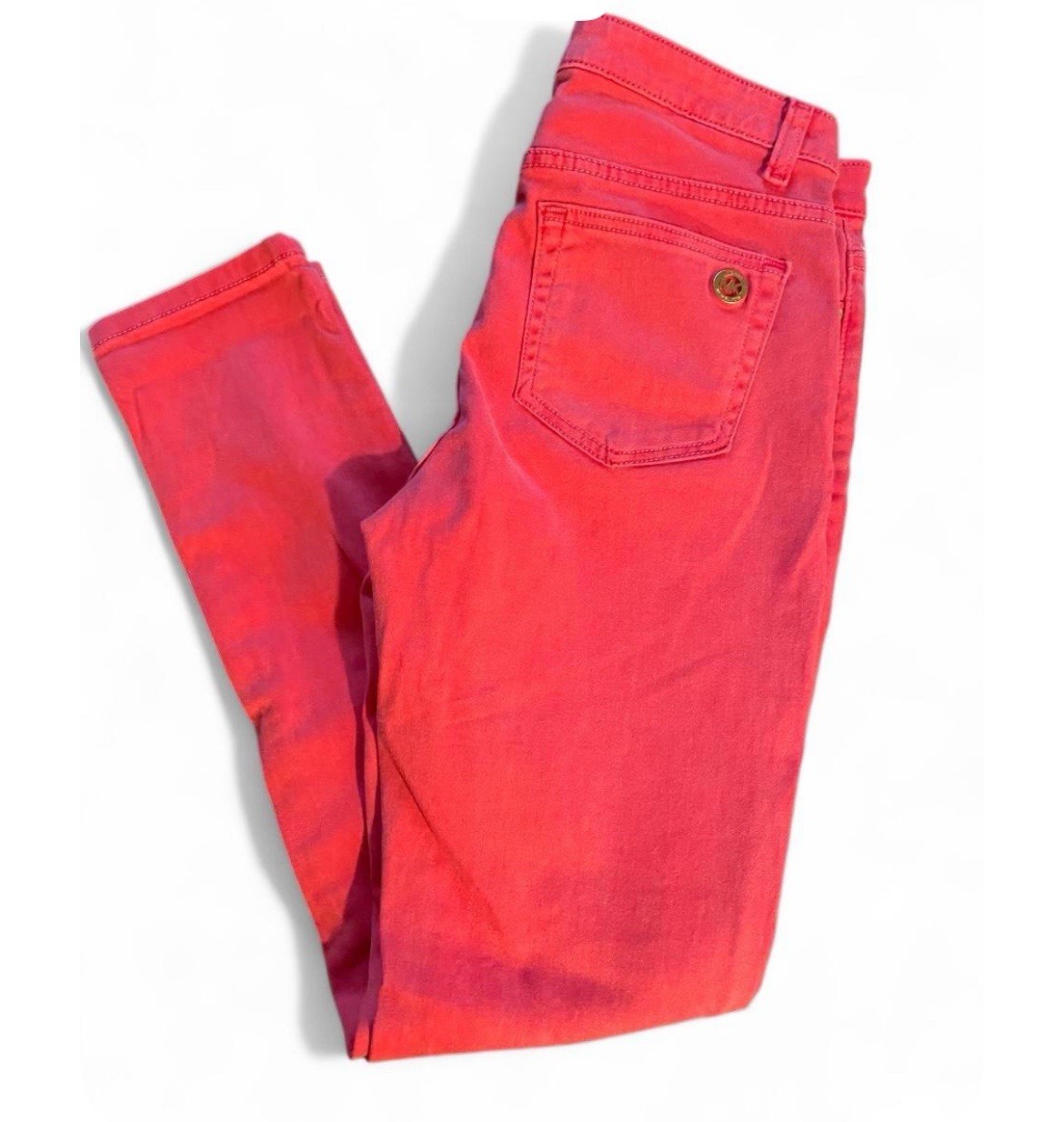 Michael Michael Kors Women’s Mid-Rise Skinny Sea Coral Denim Jeans, 5-Pocket