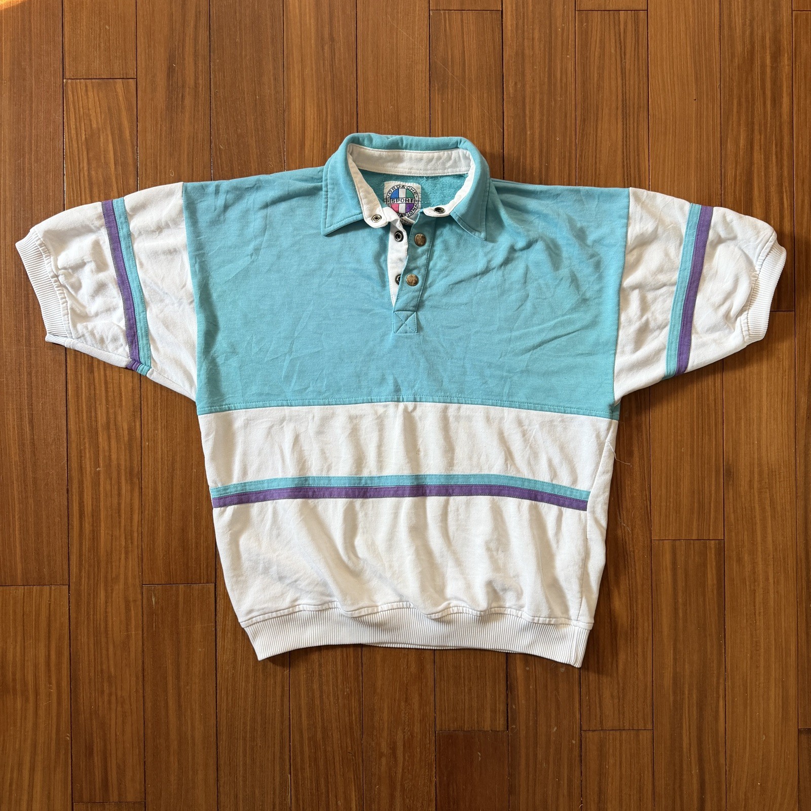 Jordache Sport Polo Short Sleeve Top White/purple/blue