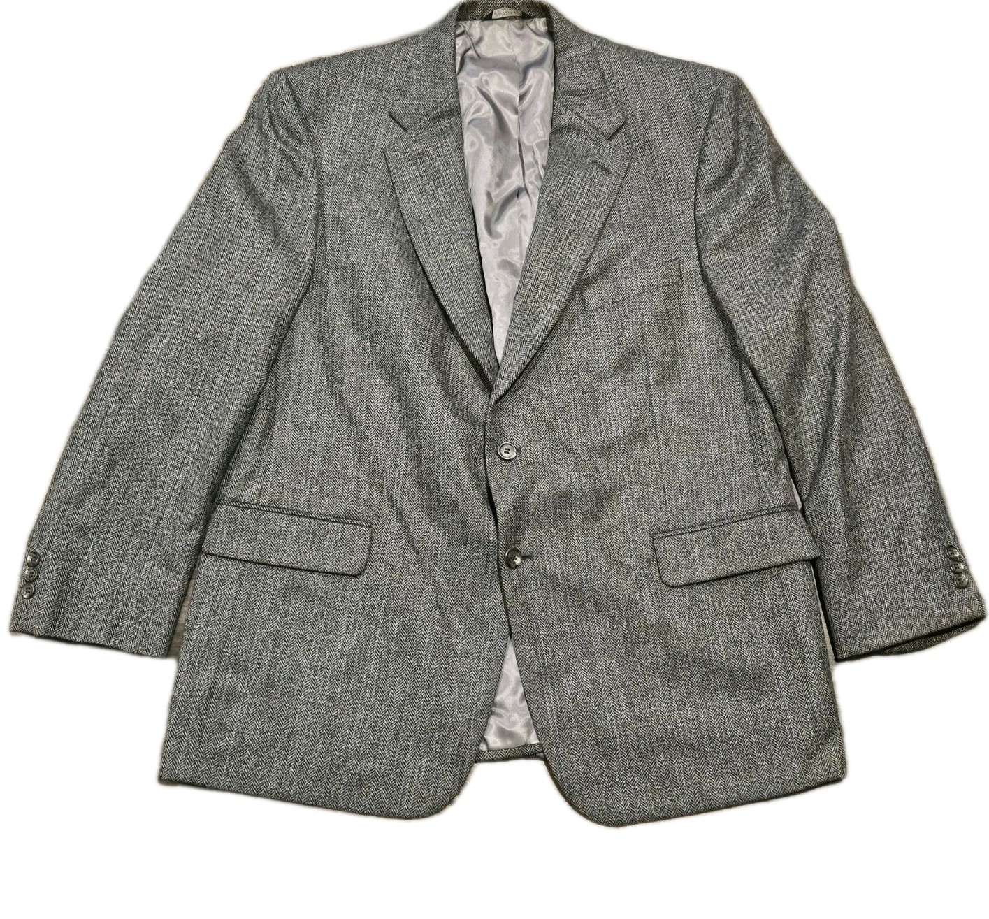 Brooks Brothers 346 Sport Coat Mens 46R Gray Wool Jacket Herringbone