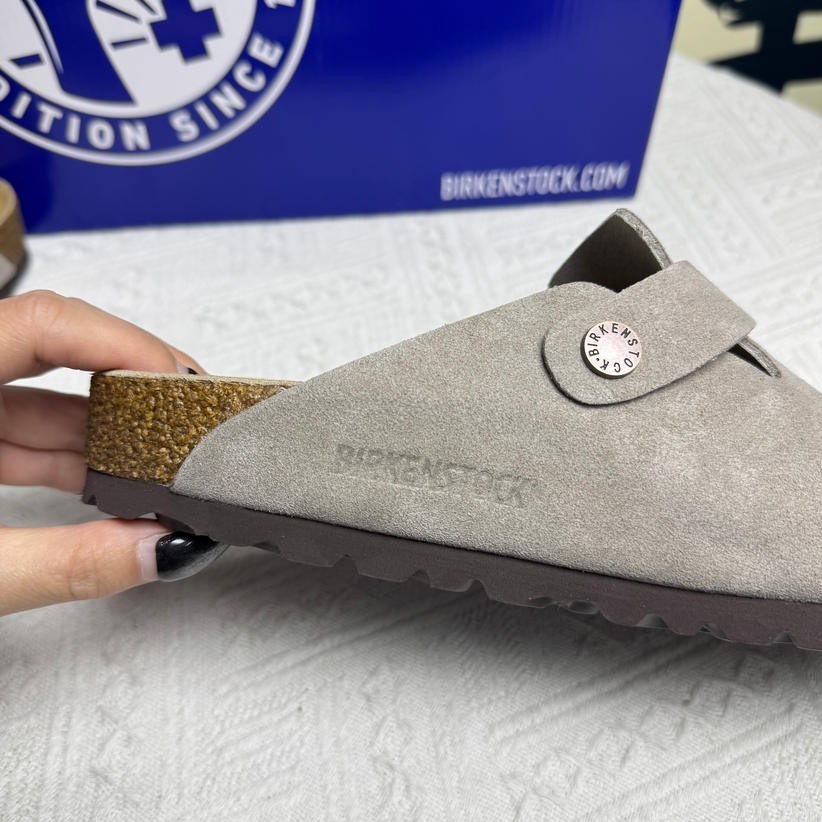 Birkenstock Boston Soft Footbed Suede Leather Gray Women and Men EU 37-45