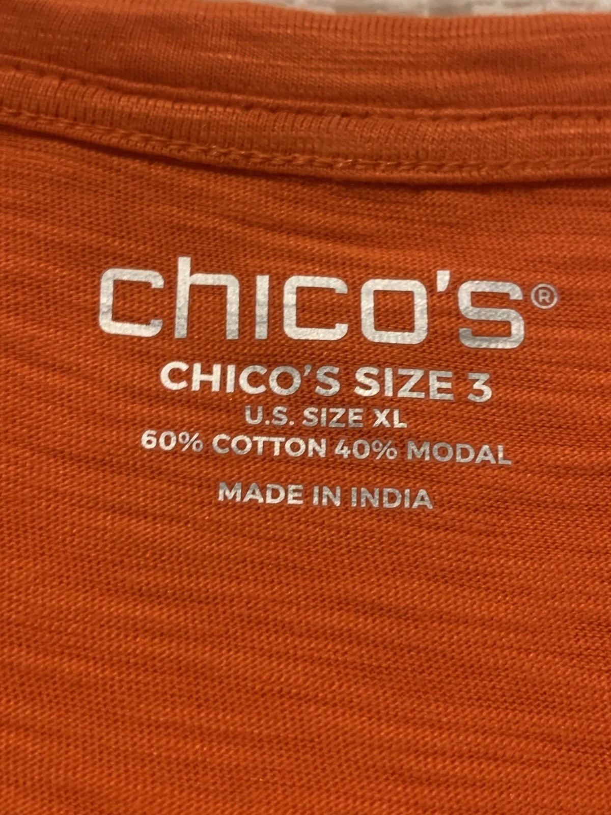 Chico’s Top Cotton Modal Slub V Neck Cap Sleeve Tee T-Shirt NWT $45 Blood Orange