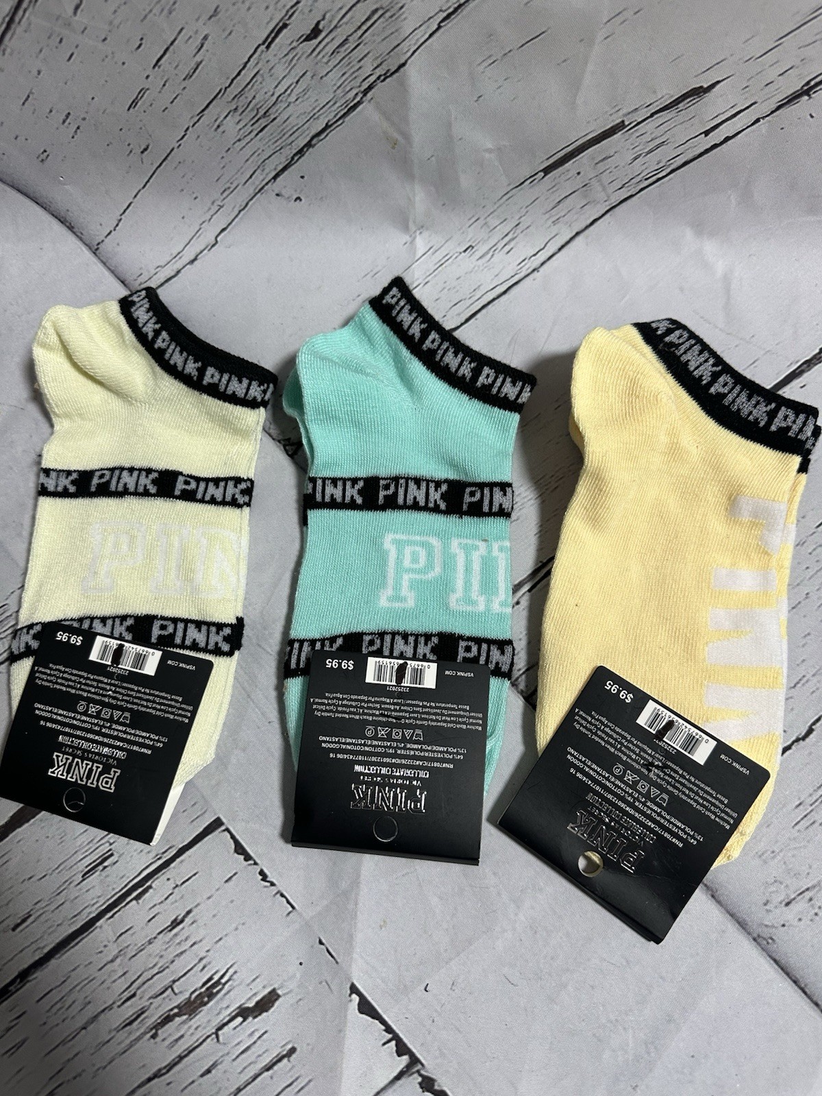 Victoria Secret Pink No Show Socks Collegiate Collection (3 Pairs Lot)