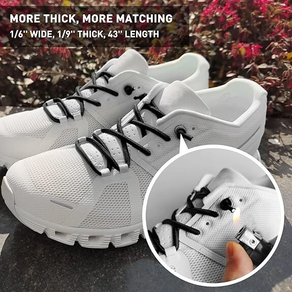 2 or 3 Pairs Elastic Shoe Laces Replacement Laces for on Cloud,Stretch round